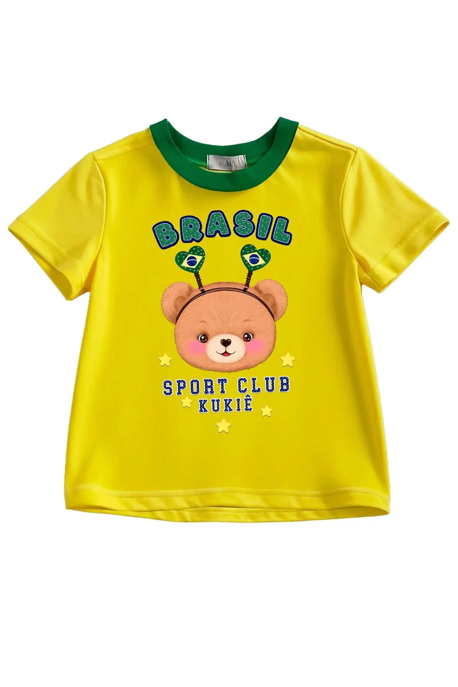Blusa em Meia Malha Algodão Prime com Estampa de Ursinha Brilhosa. A Peça Perfeita Para Torcer com Muito Conforto Fofura e Estilo! 99745 Kukiê Infantil Menina