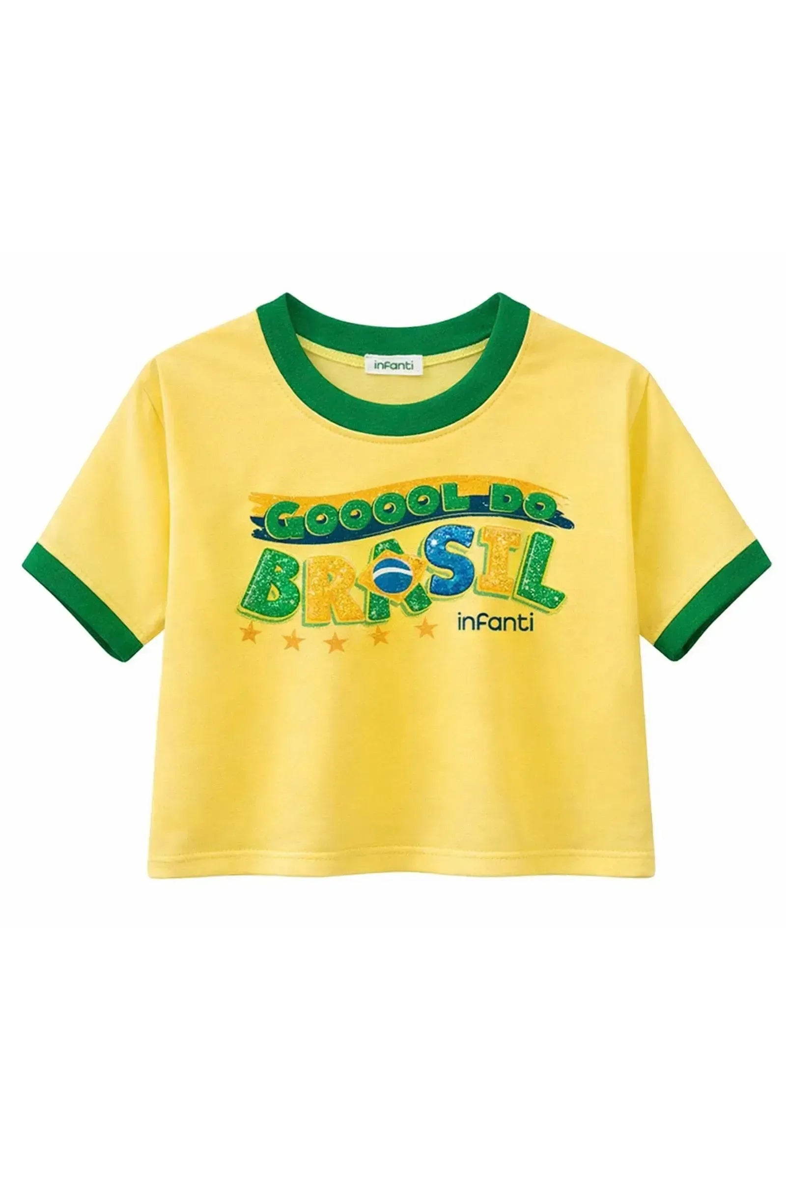 Blusa em Meia Malha Algodão Prime Conforto Para Comemorar Os Gols Do Brasil e Vestir a Camisa 10! Estampa com Strass Para Celebrar Cada Lance. 99743 Infanti Infantil Menina