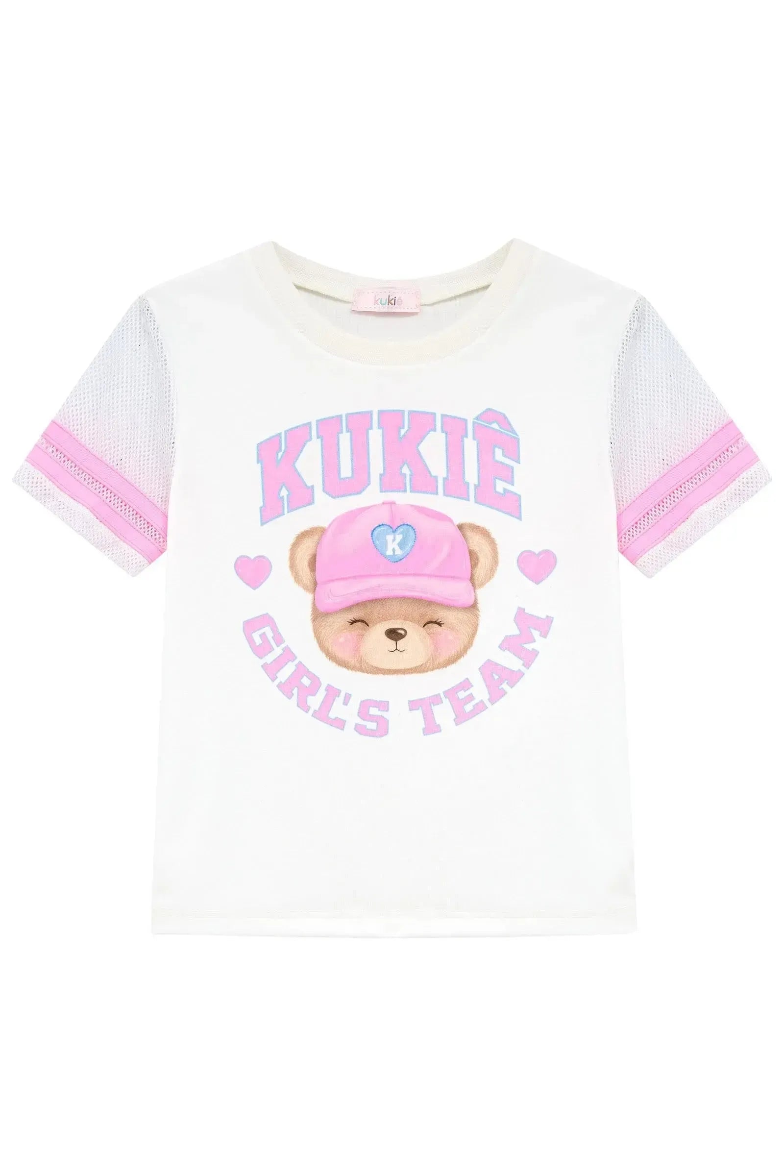 Blusa em Meia Malha e Tela 96989 Kukiê Infantil Menina