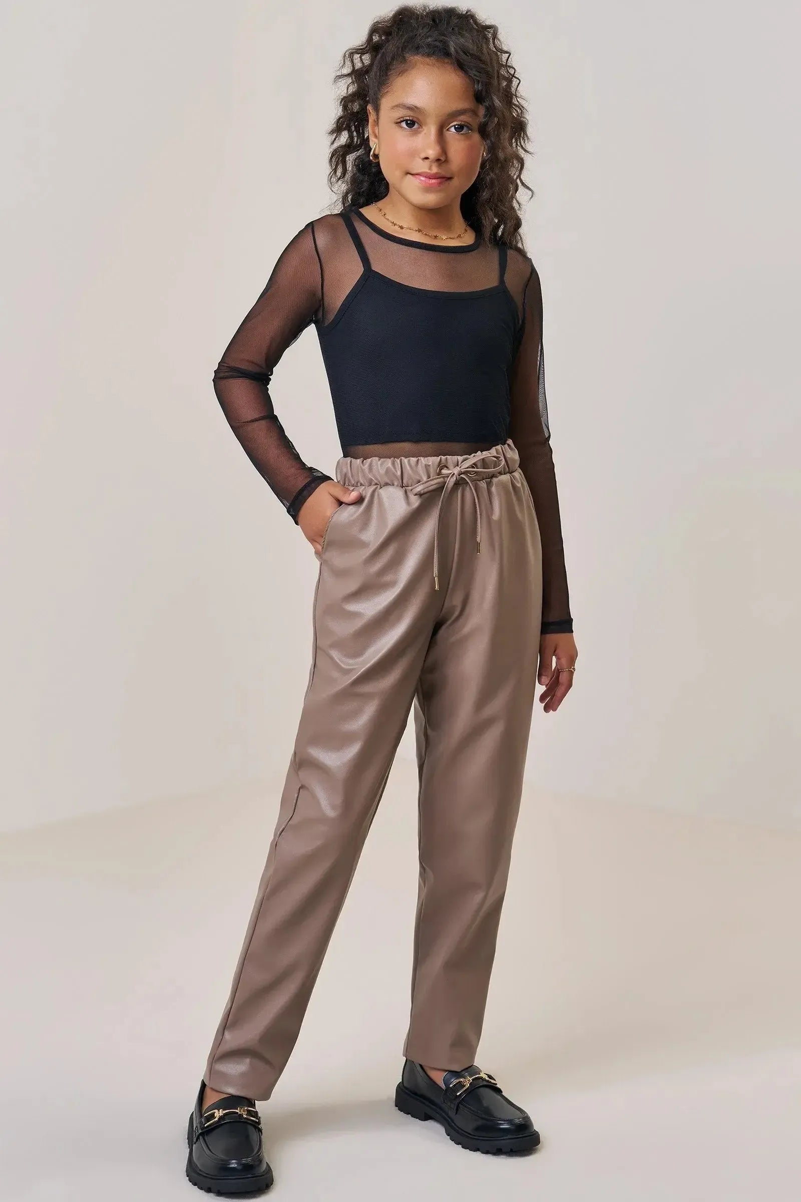 Blusa Sobreposição em Tule e Regata Cropped em Malha Uv 90137 Vic&Vicky Teen Menina