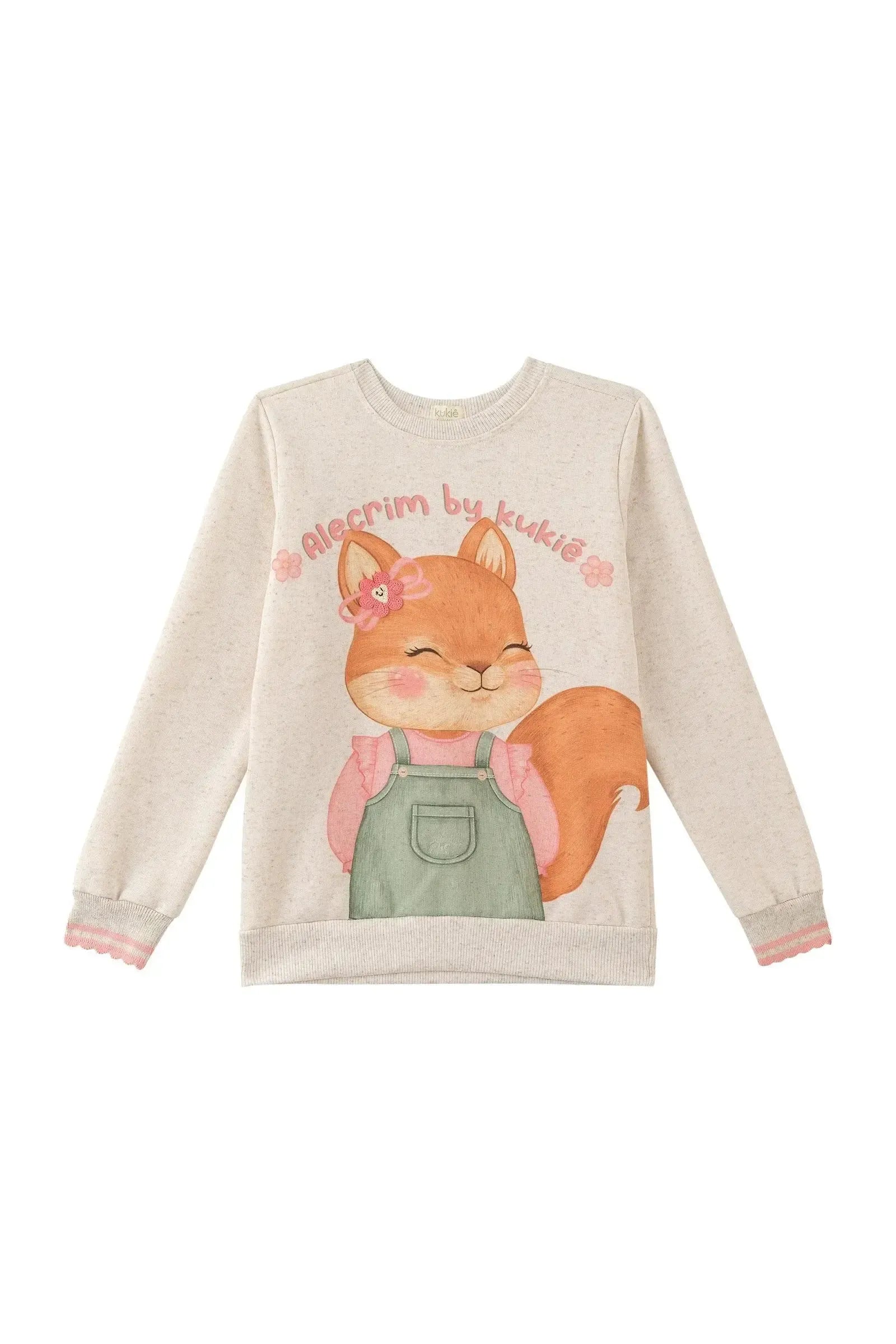 Blusão Alongado em Moletom Linho com Pelúcia 89913 Kukiê Infantil Menina