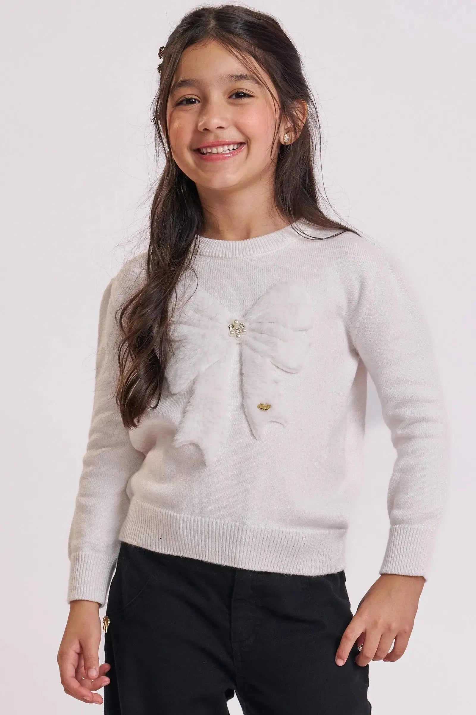 Blusão de Tricot de Viscose e Poliamida 87811 Kukiê Infantil Menina