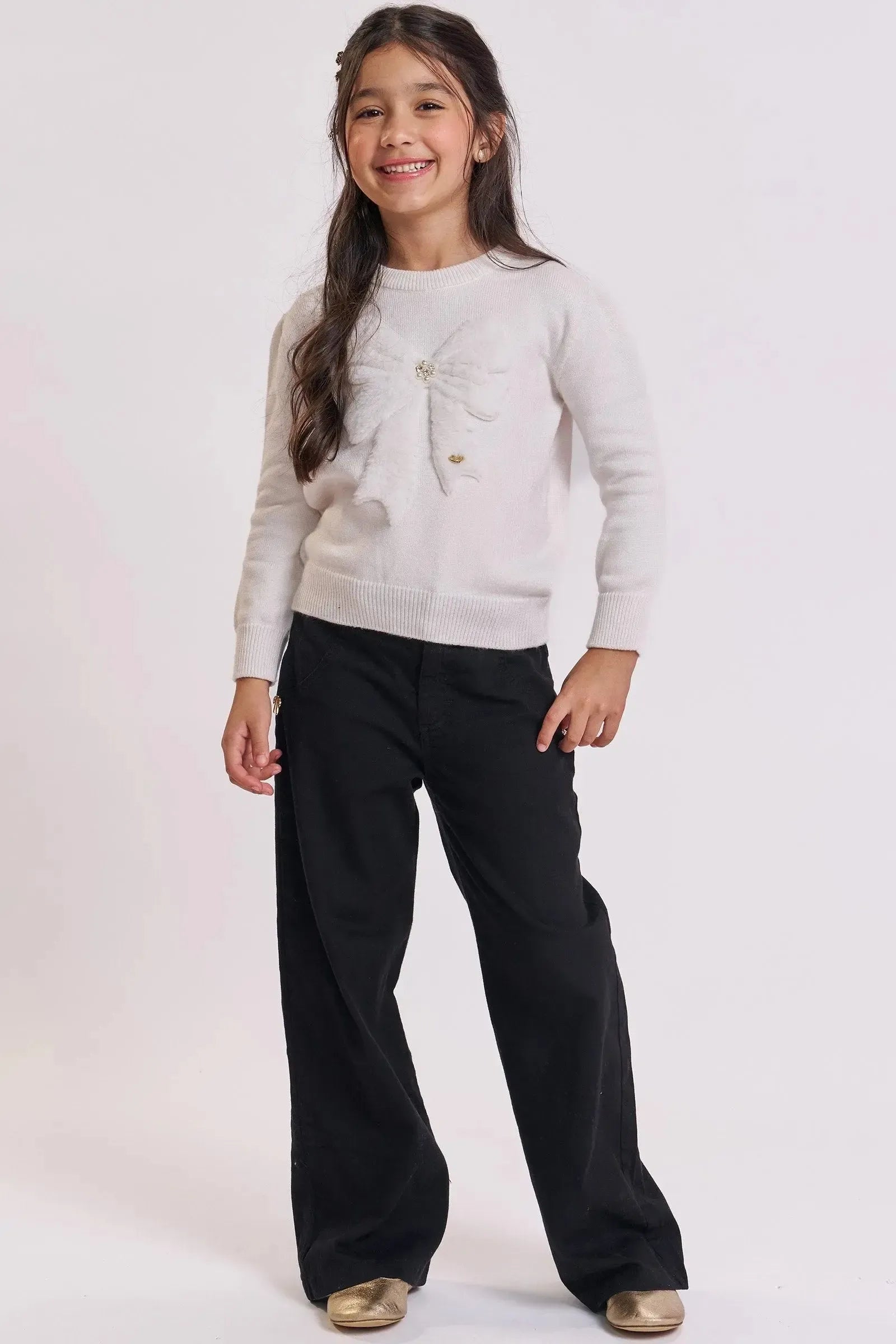 Blusão de Tricot de Viscose e Poliamida 87811 Kukiê Infantil Menina