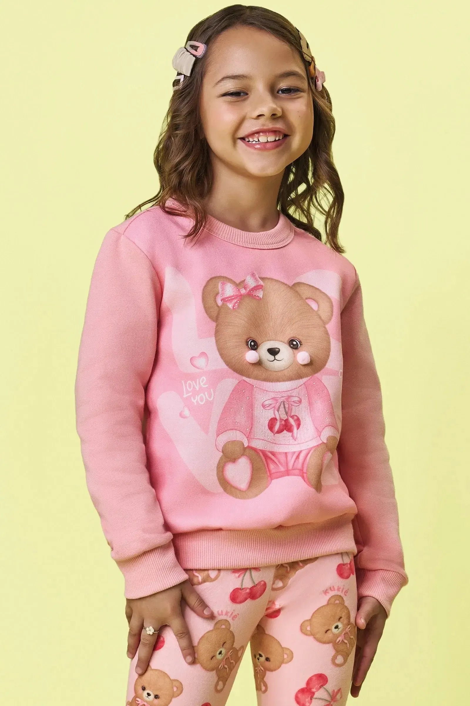 Blusão em Moletom com Pelúcia 89583 Kukiê Infantil Menina