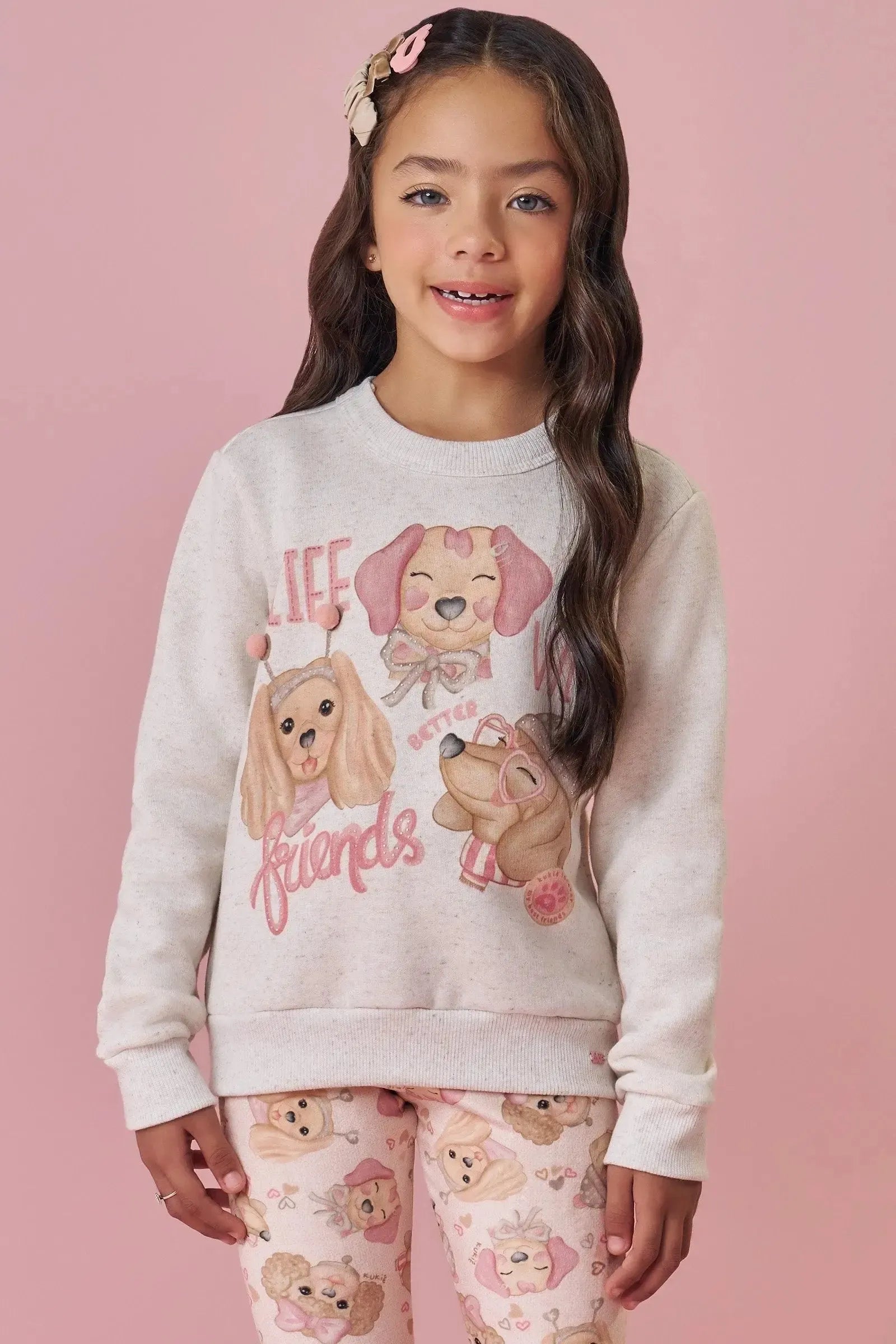 Blusão em Moletom com Pelúcia 89620 Kukiê Infantil Menina