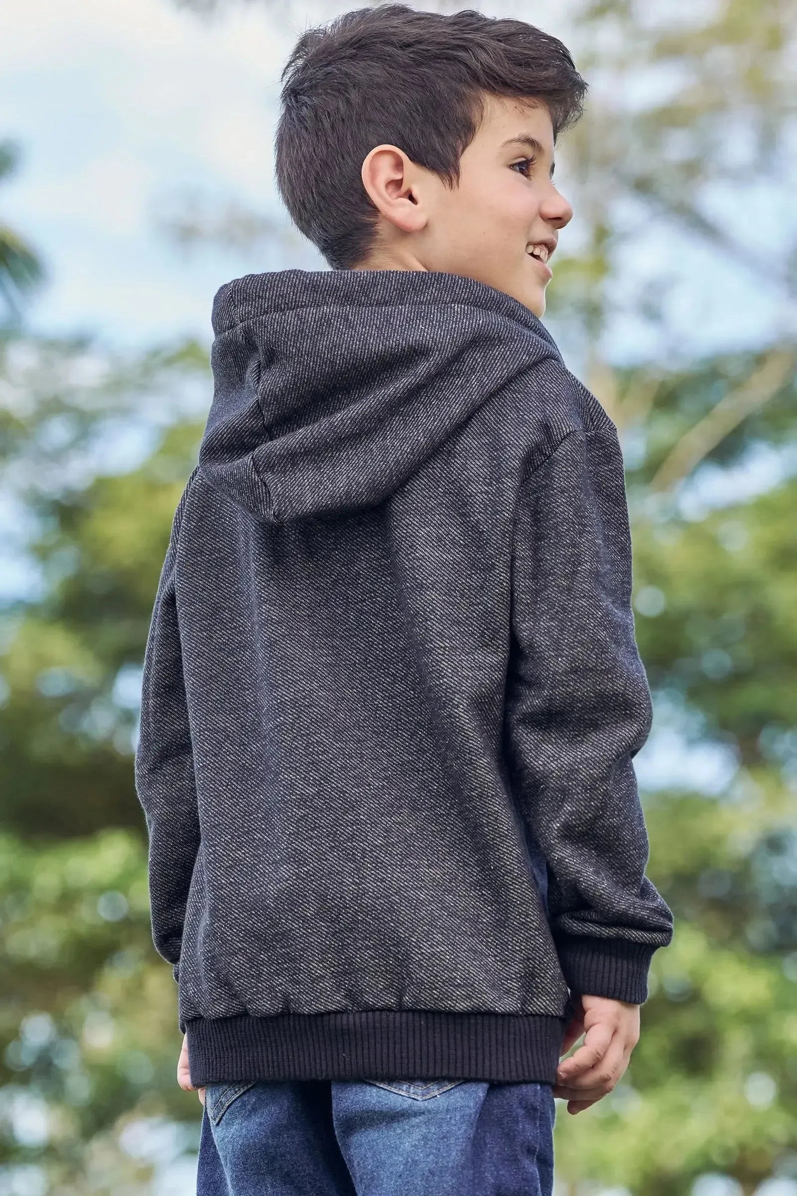 Blusão em Moletom Diagonal com Pelúcia 89366 LucBoo Infantil Menino