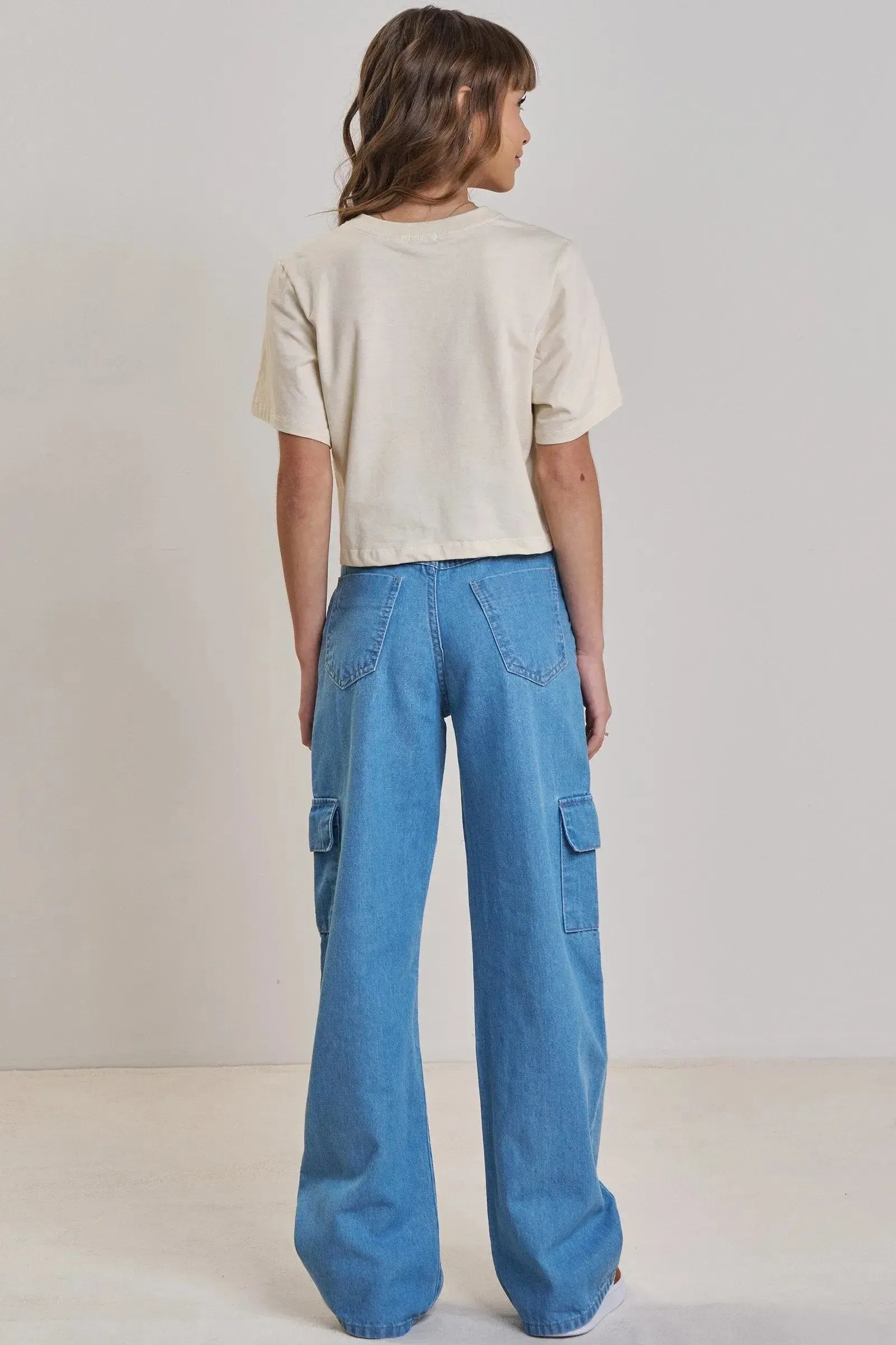 Calça Cargo em Jeans 90190 Vic&Vicky Teen Menina
