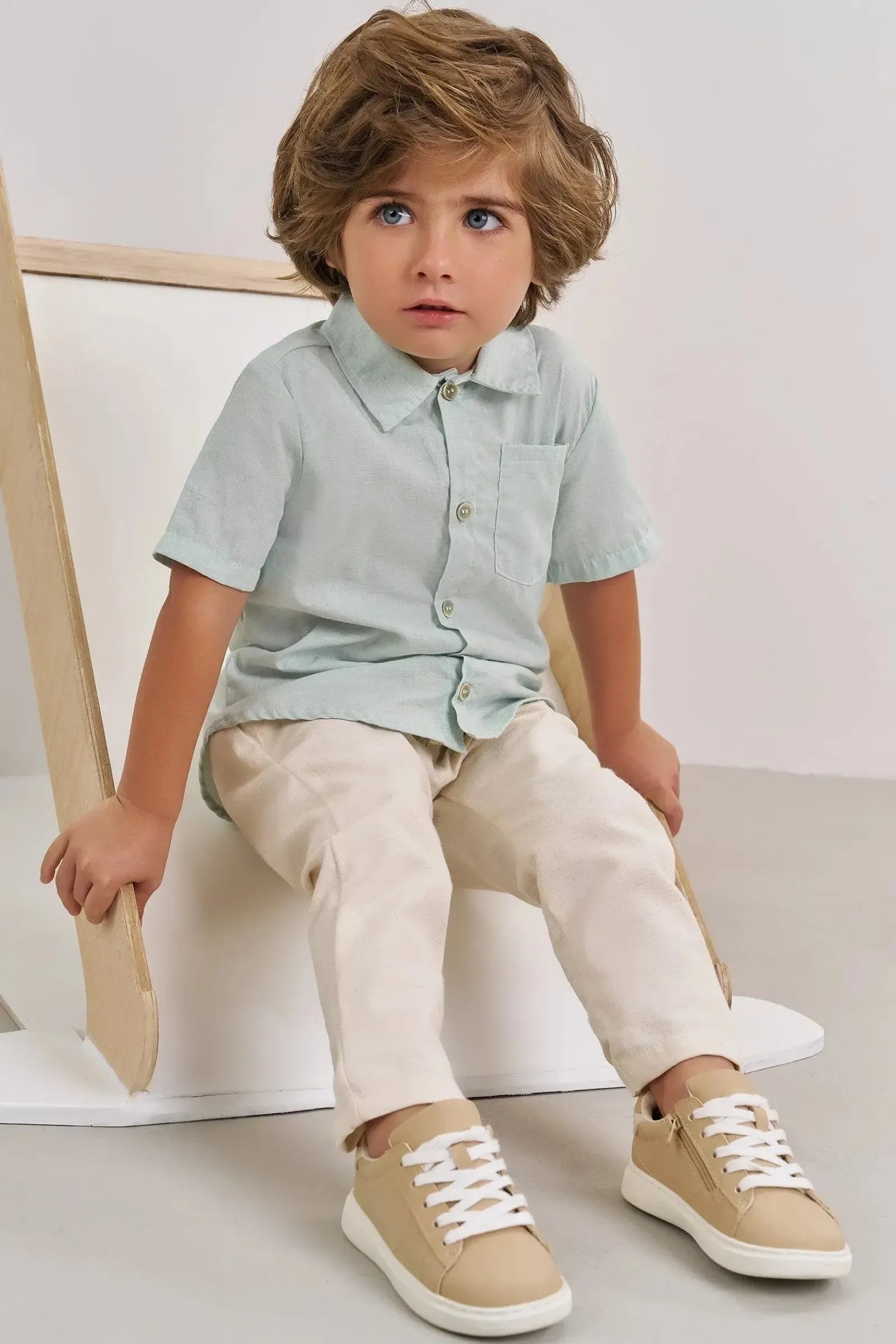 Calça Comfy em Linho Santorine com Elastano 86341 Johnny Fox Bebê Menino