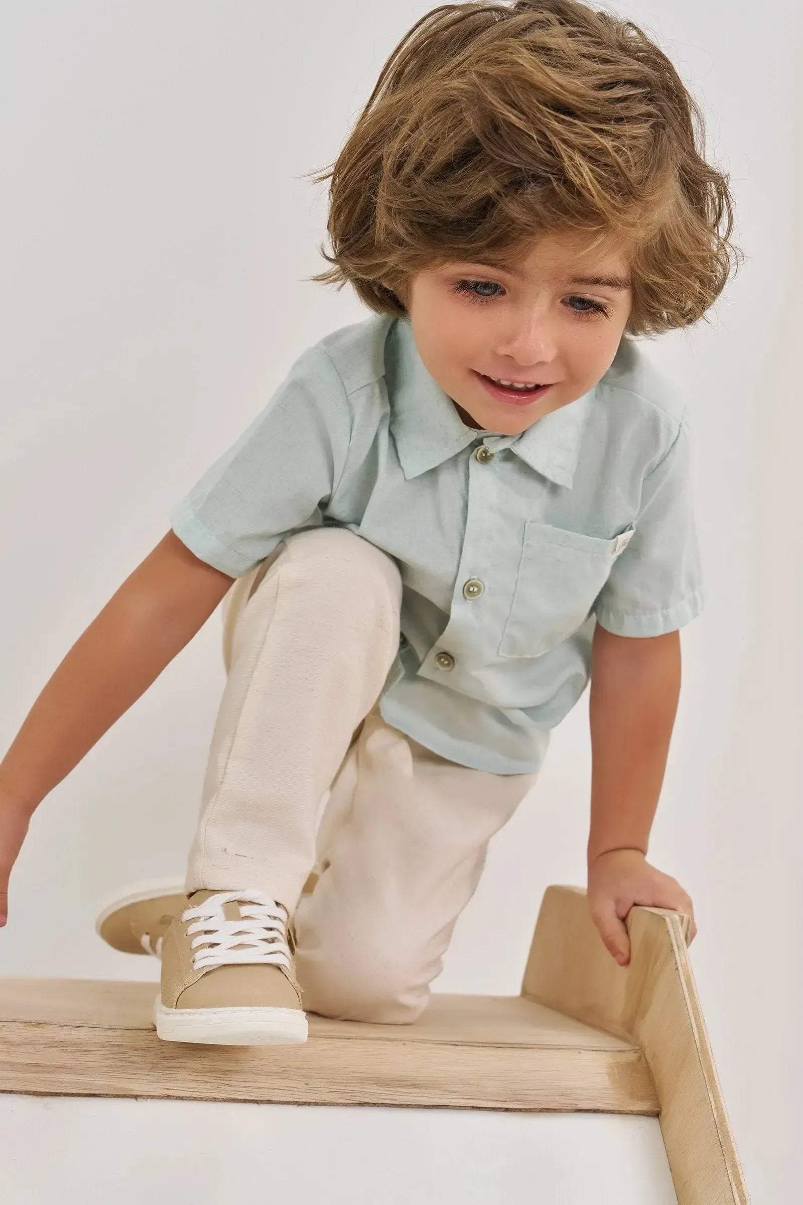 Calça Comfy em Linho Santorine com Elastano 86341 Johnny Fox Bebê Menino