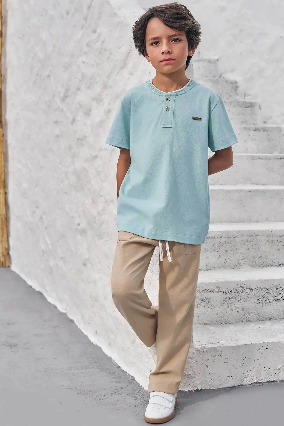 Calça em Linho Santorine com Elastano 99038 LucBoo Infantil Menino