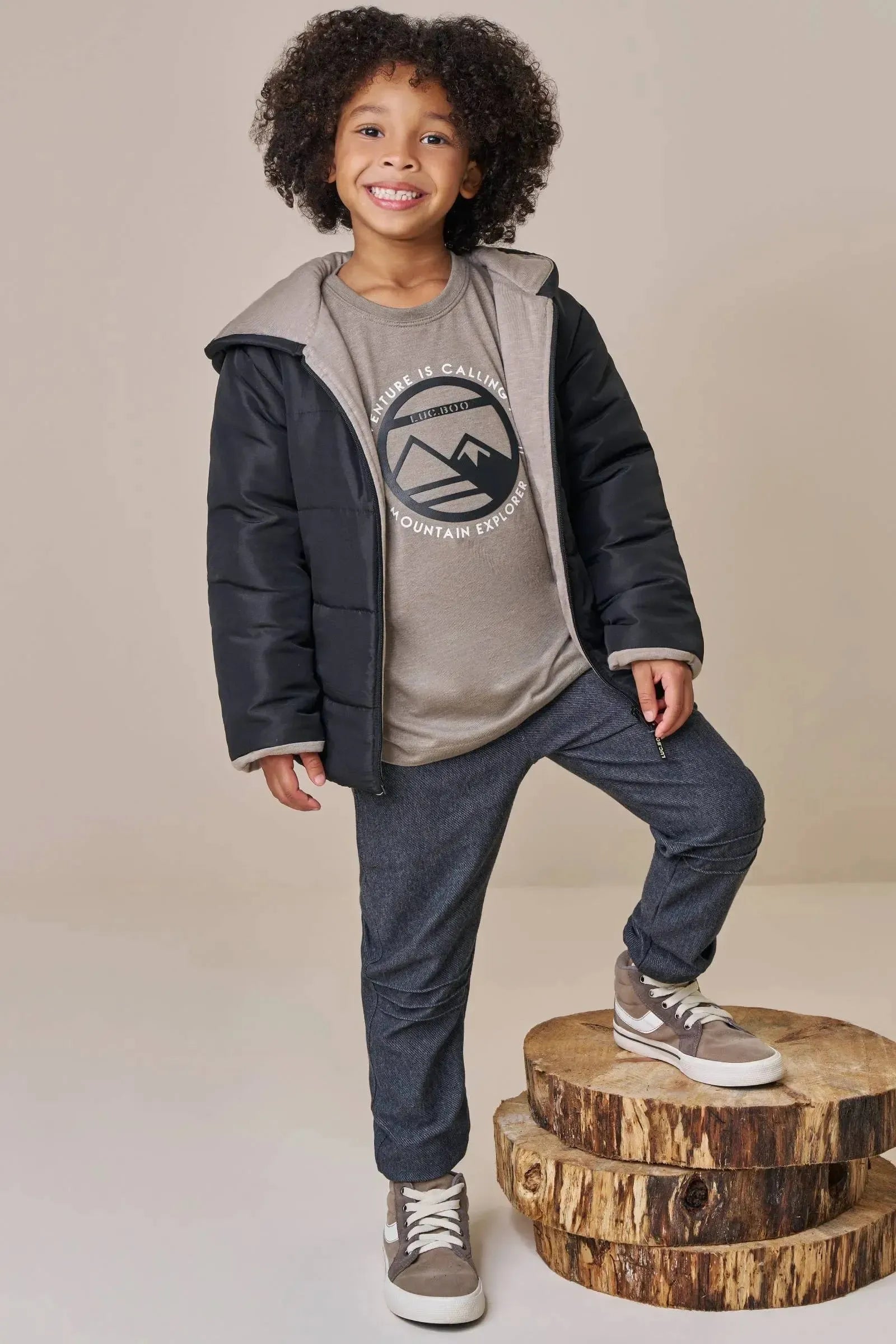 Calça Jogger em Cotton Jeans com Elastano 89737 LucBoo Infantil Menino