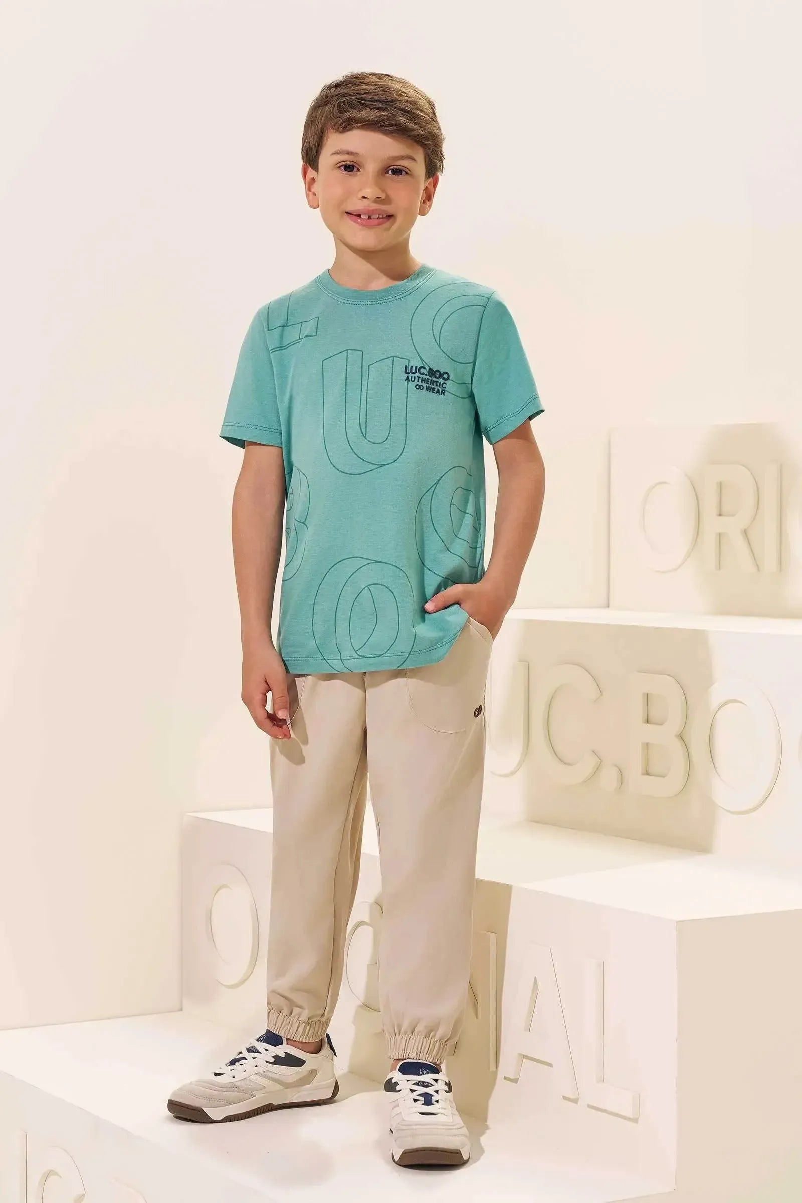 Calça Jogger em Hidronatic Supersoft Premium com Elastano 97060 LucBoo Infantil Menino
