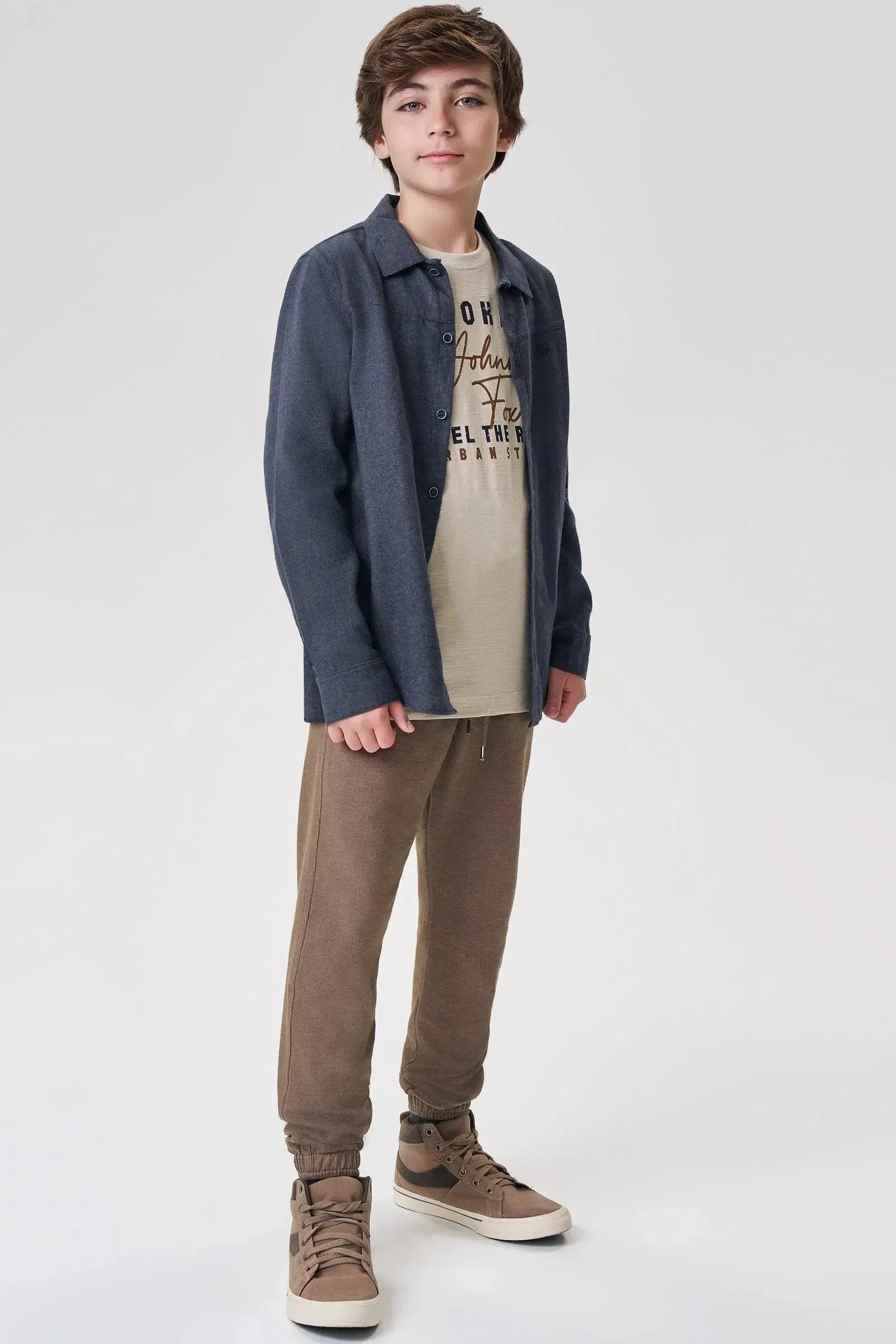 Calça Jogger em Malha Denim com Elastano 92661 Johnny Fox Teen Menino
