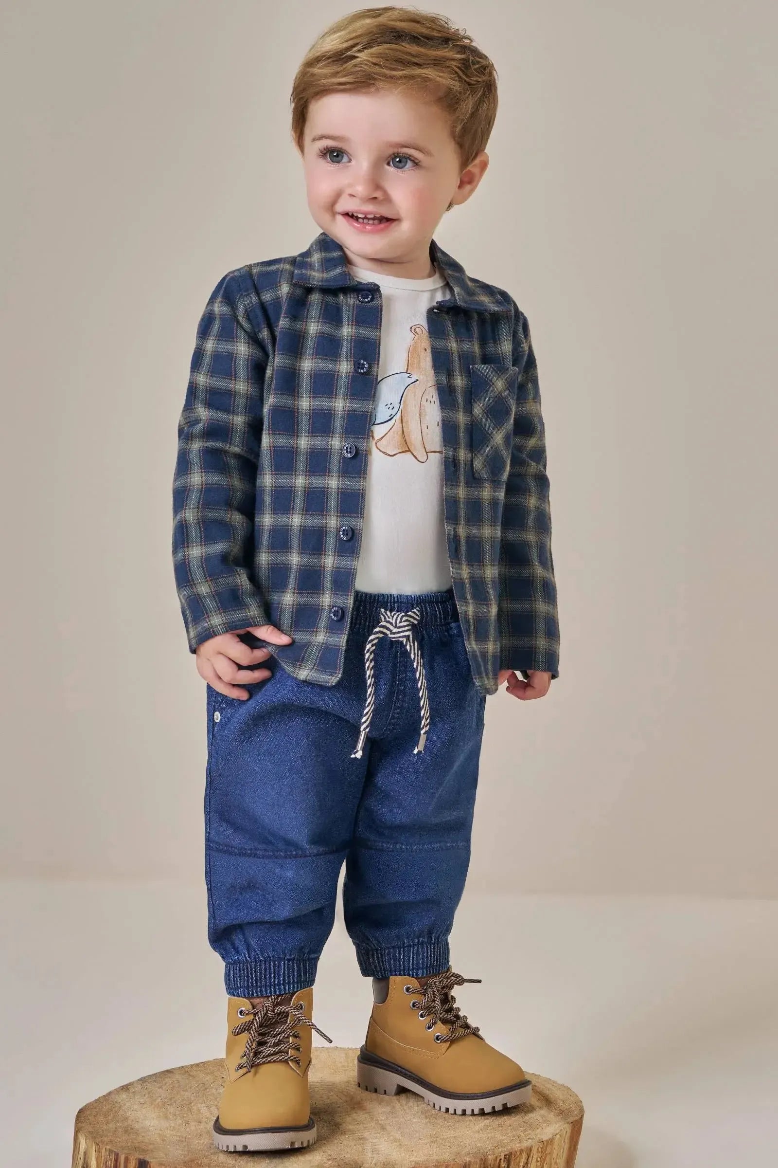 Calça Jogger em Malha Jeans Trek com Elastano 91744 LucBoo Bebê Menino