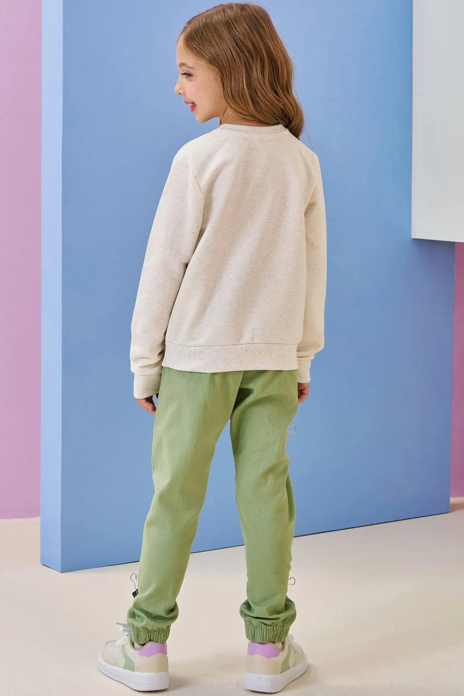 Calça Jogger em Sarja com Elastano 92486 Infanti Infantil Menina