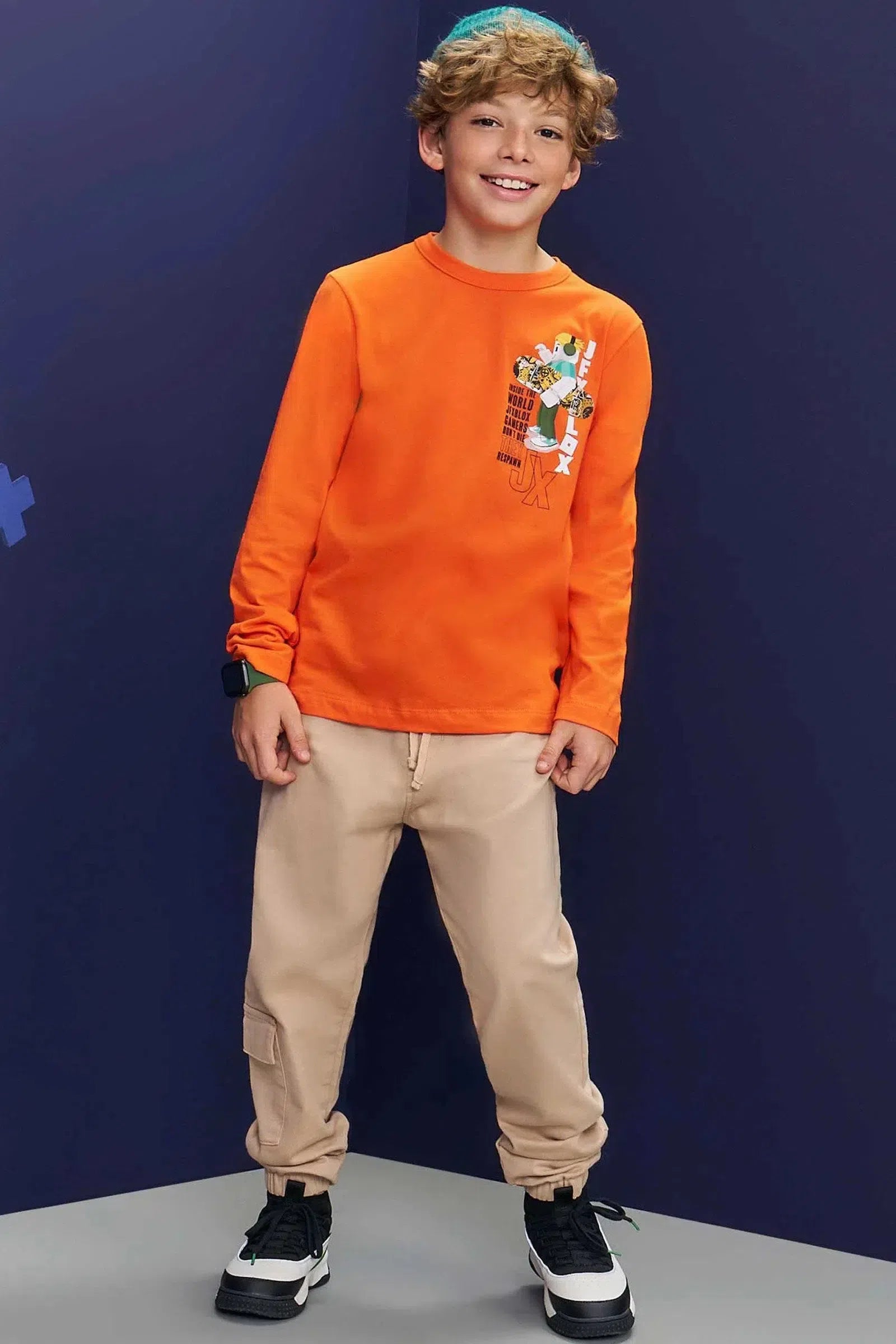 Calça Jogger em Sarja Soft 80520 Johnny Fox Teen Menino