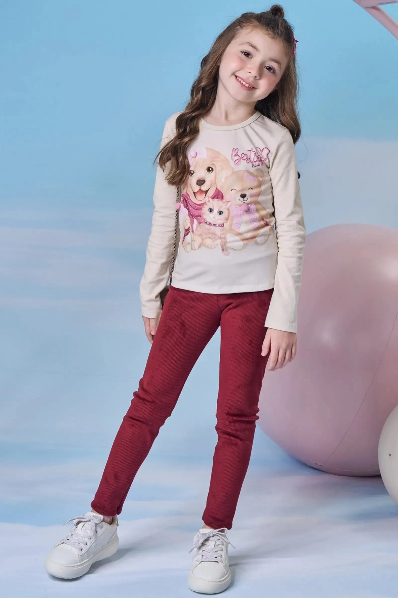 Calça Legging em Fleece Cotelê com Elastano 89236 Kukiê Infantil Menina