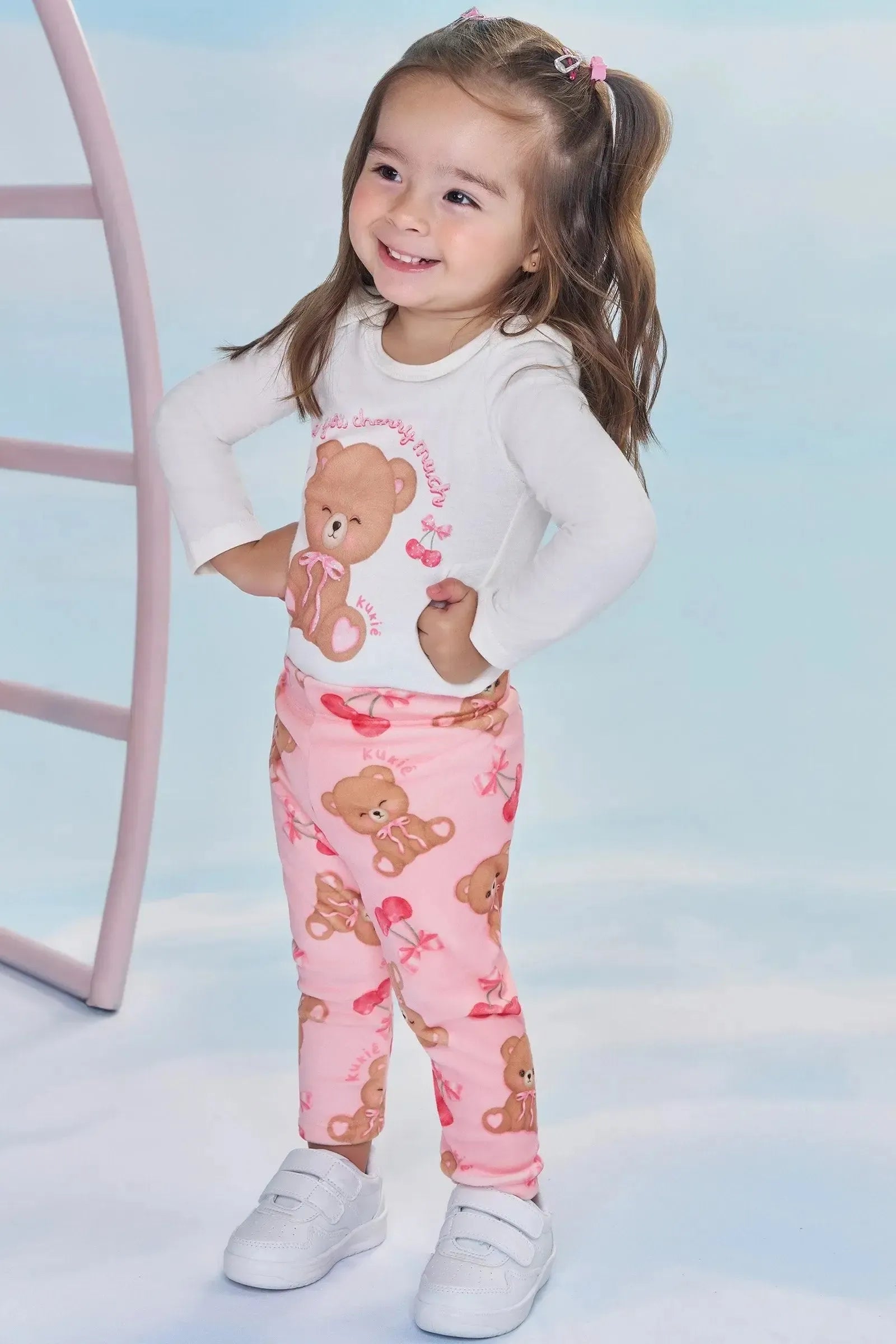 Calça Legging em Fleece Luxo 90611 Kukiê Bebê Menina