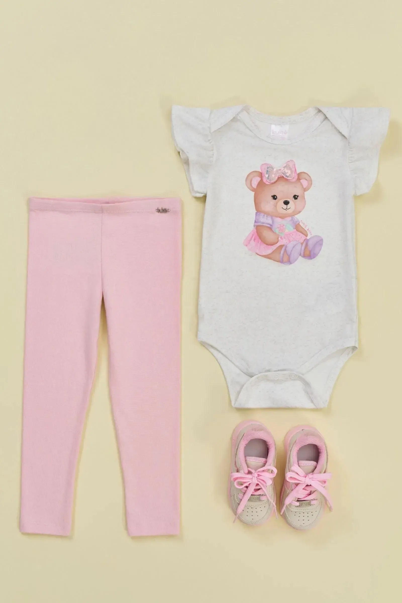 Calça Legging em Ribana 1x1 94703 Kukiê Bebê Menina