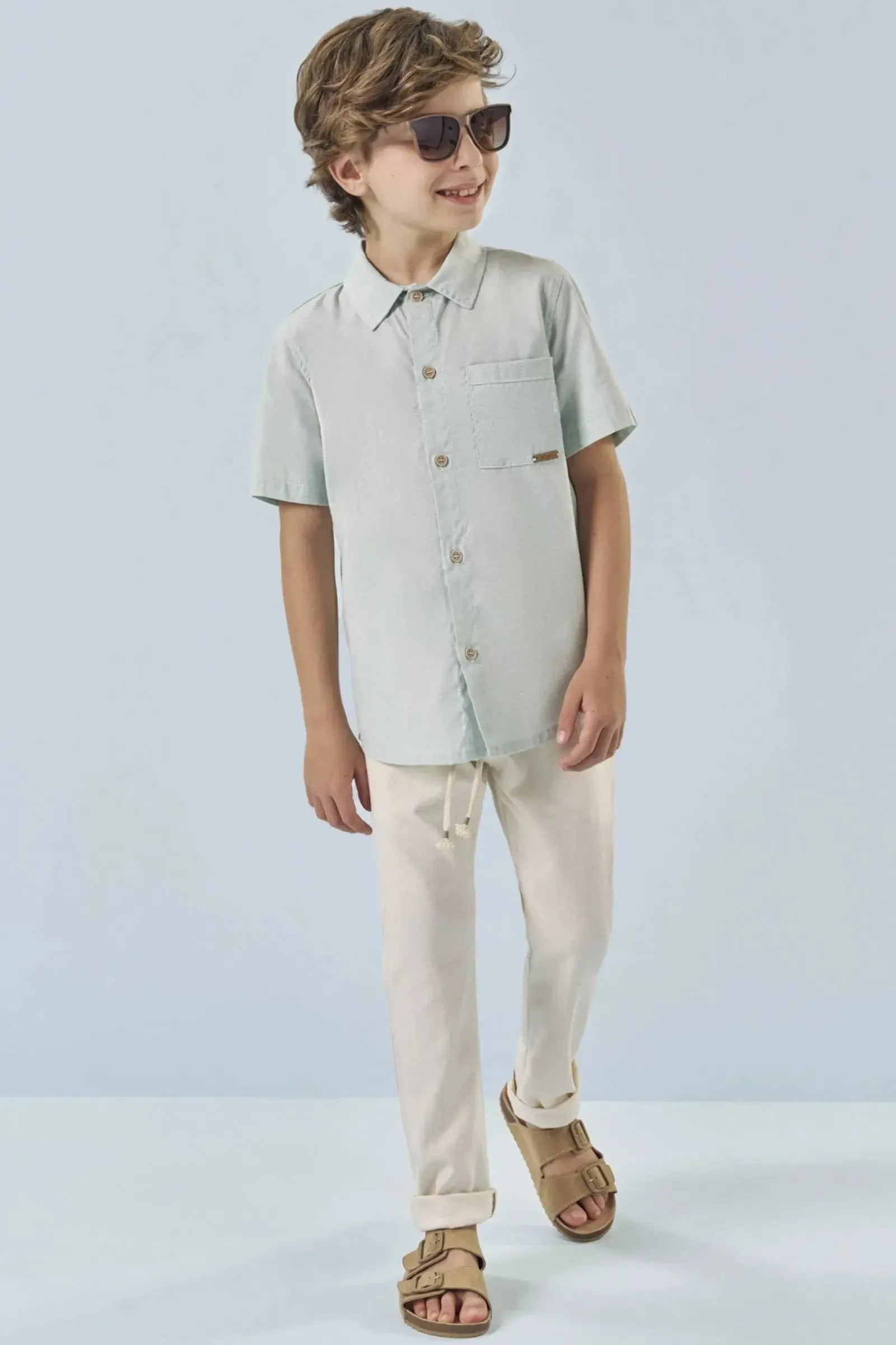 Calça Reta em Linho Santorine com Elastano 83625 LucBoo Infantil Menino