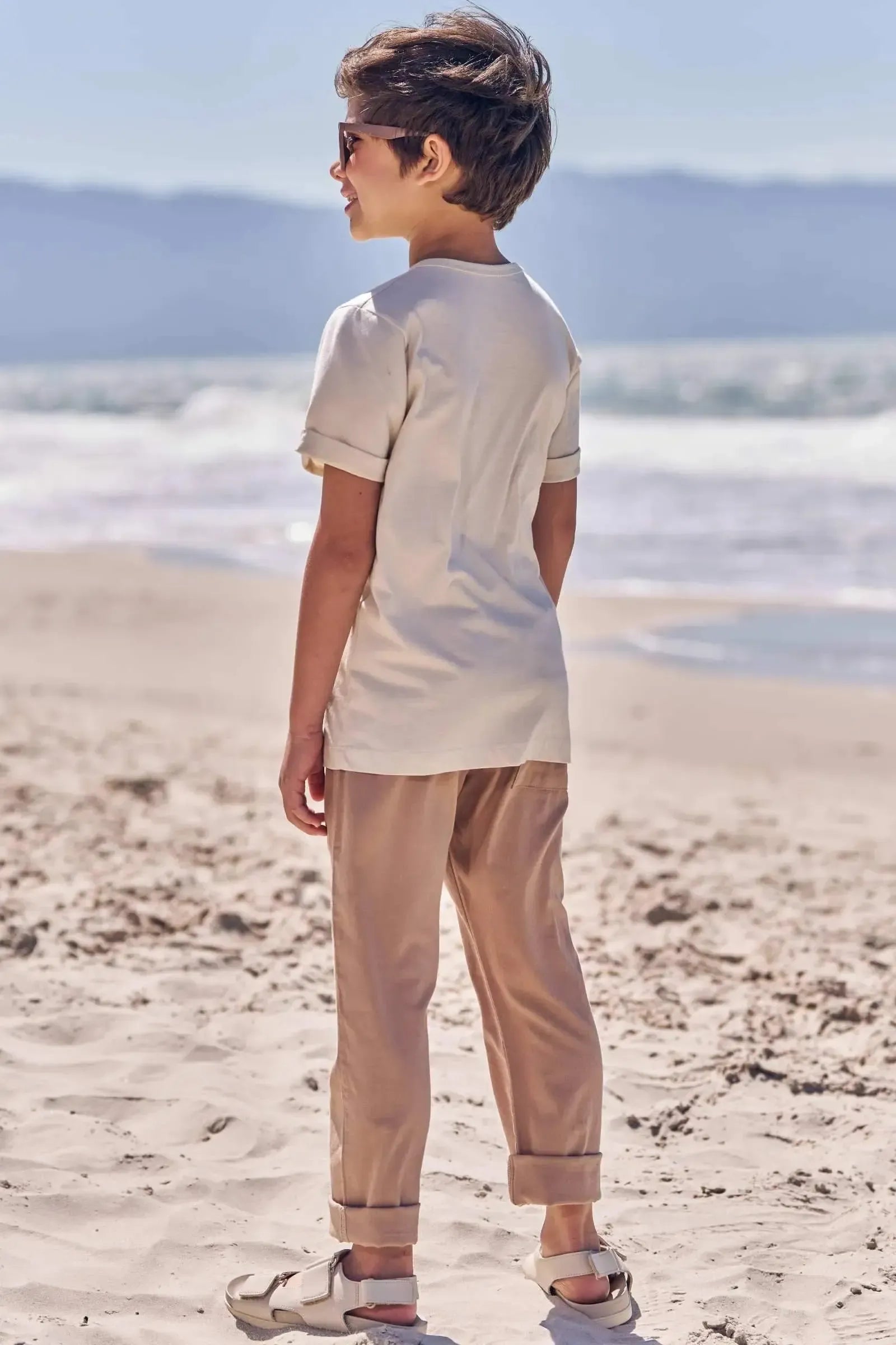 Calça Reta em Linho Santorine com Elastano 83625 LucBoo Infantil Menino