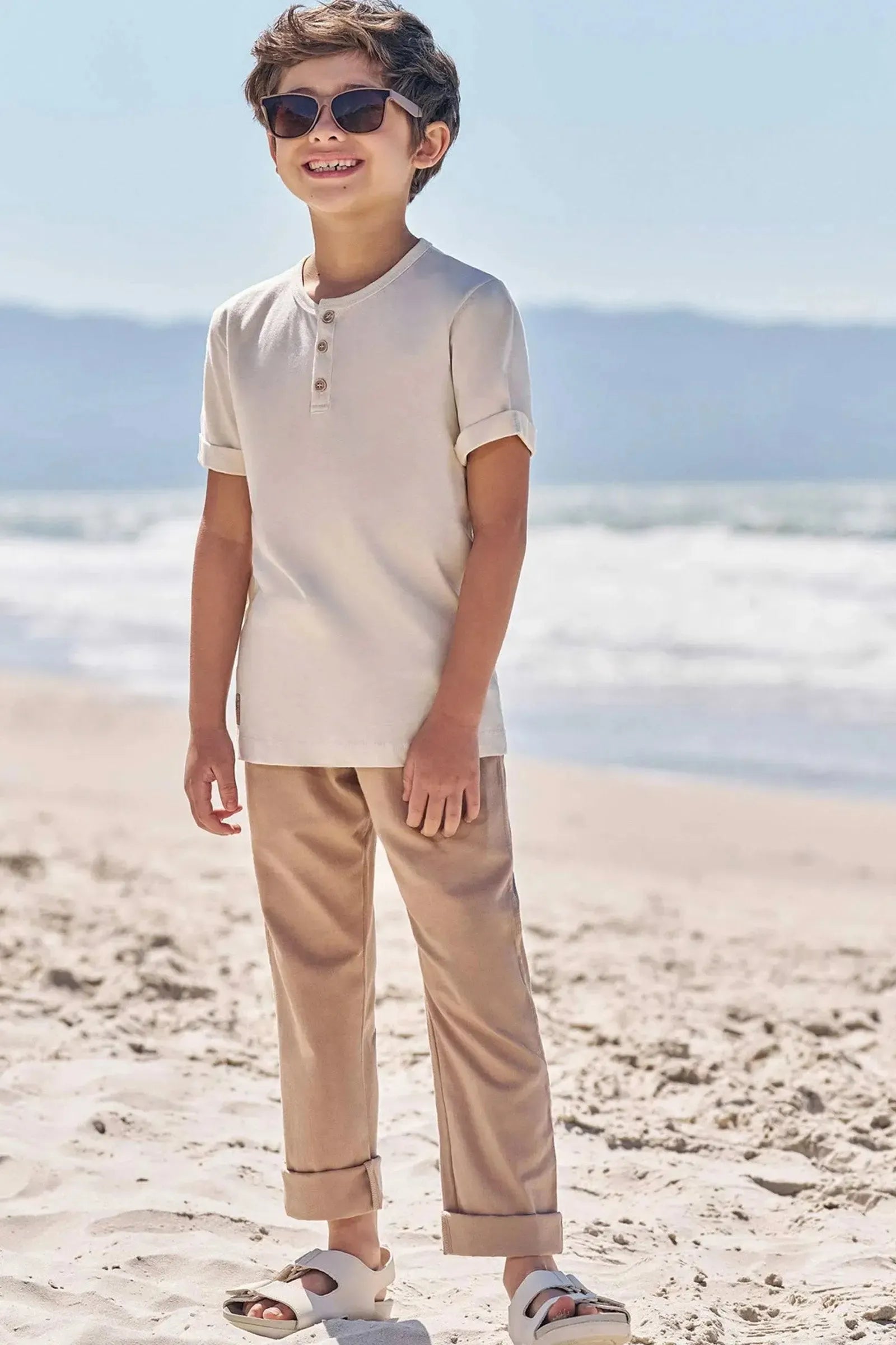 Calça Reta em Linho Santorine com Elastano 83625 LucBoo Infantil Menino