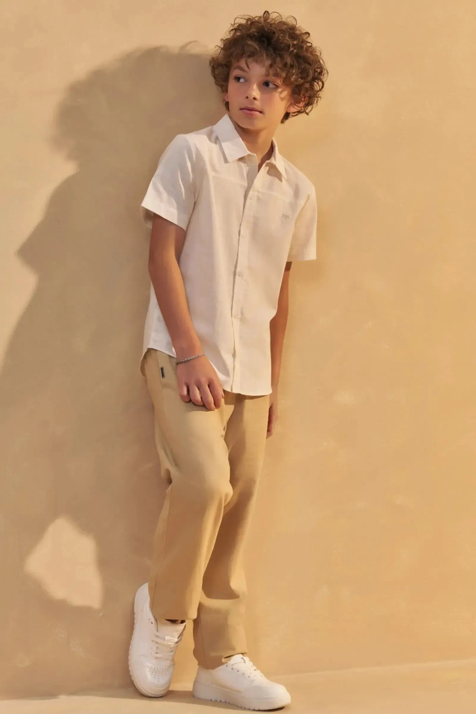 Calça Reta em Linho Santorine com Elastano 95117 Johnny Fox Teen Menino