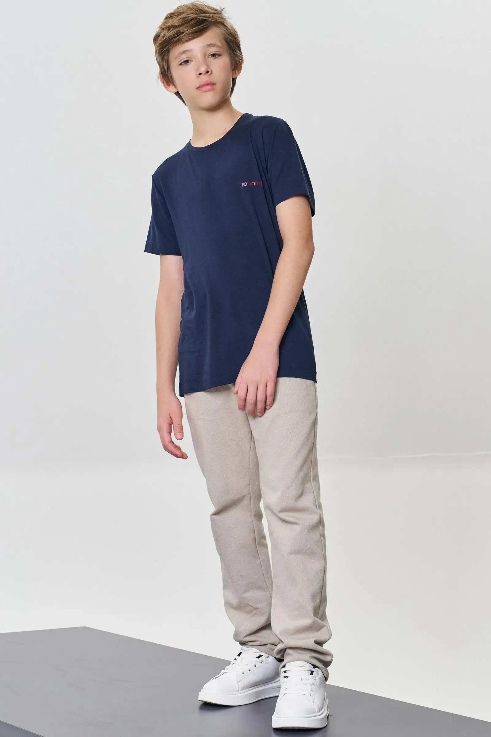 Calça Reta em Moletwill com Elastano 89274 Johnny Fox Teen Menino