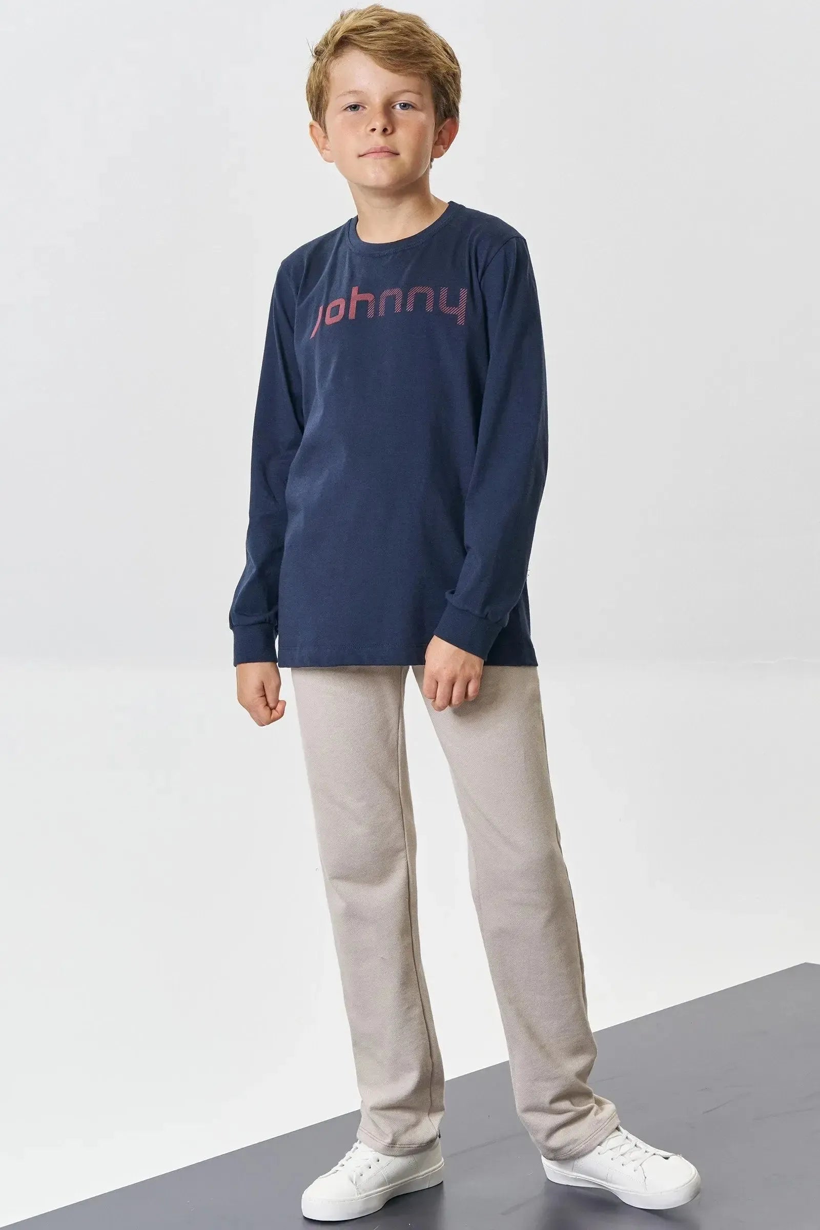 Calça Reta em Moletwill com Elastano 89274 Johnny Fox Teen Menino