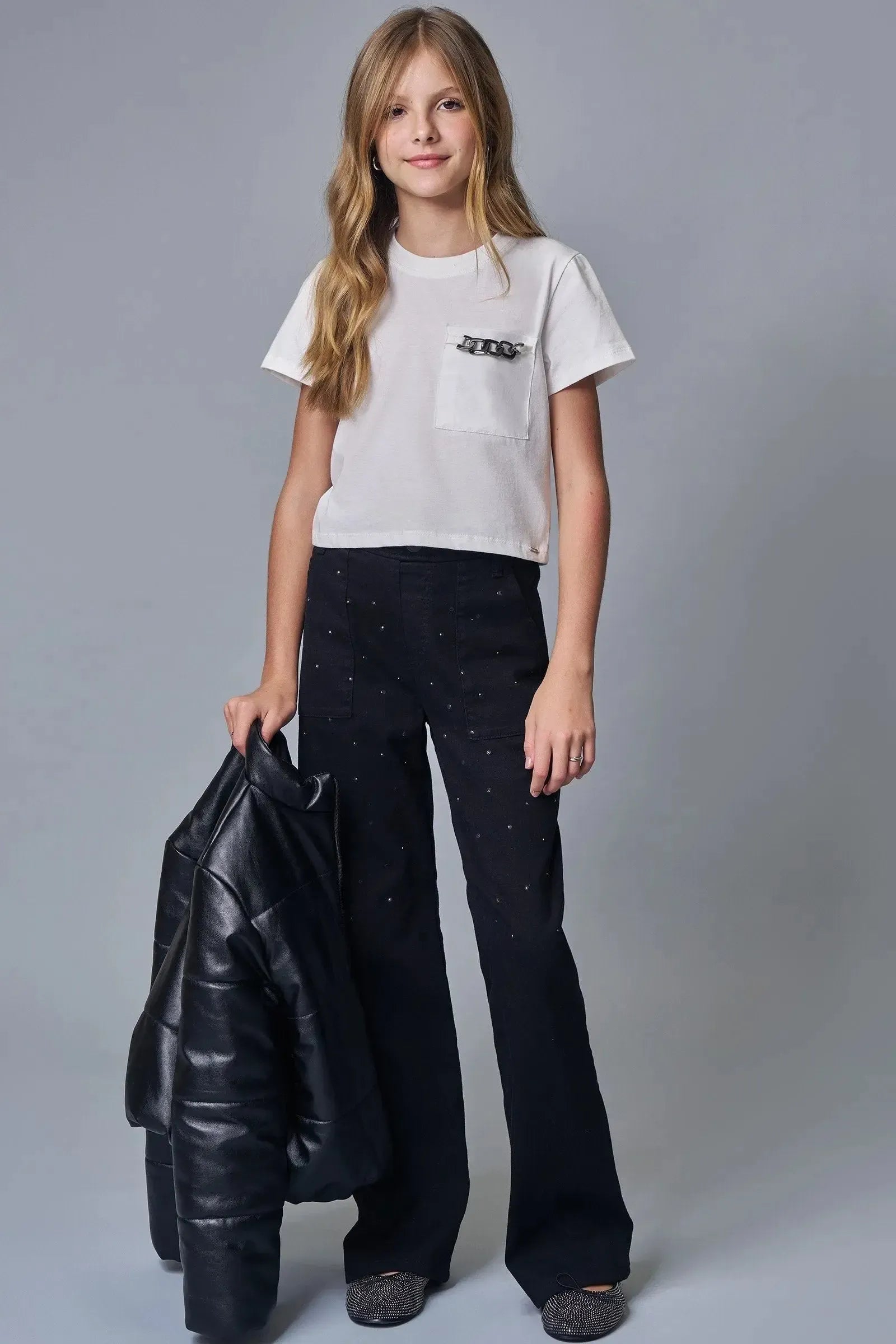 Calça Reta em Sarja com Elastano 90413 Lilimoon Teen Menina