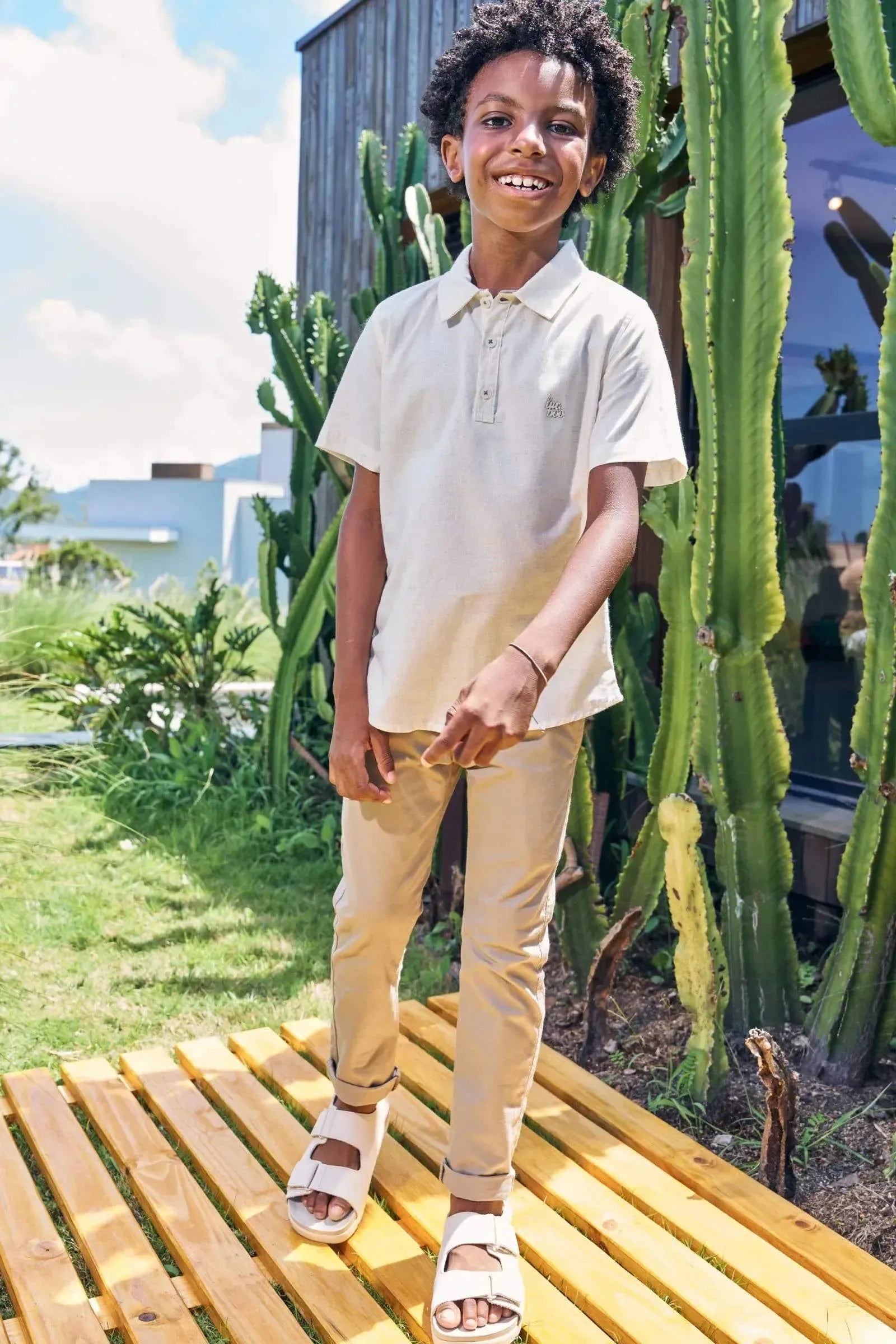 Calça Skinny em Sarja Caribe com Elastano 87556 LucBoo Infantil Menino