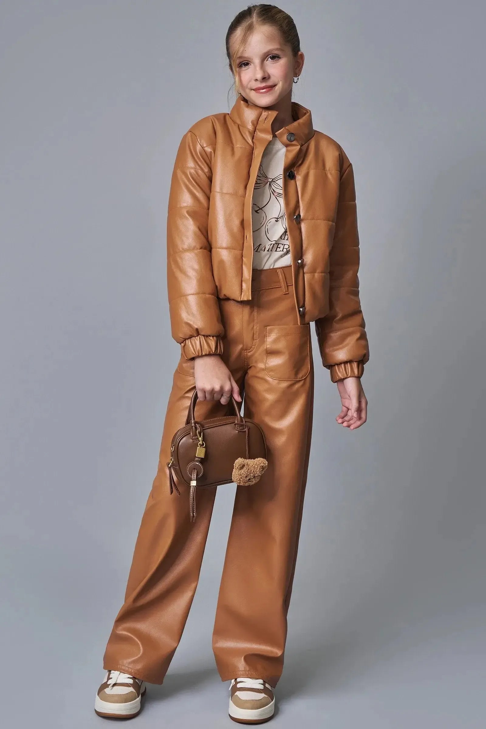 Calça Wide Leg em Couro Sintético 90347 Lilimoon Teen Menina