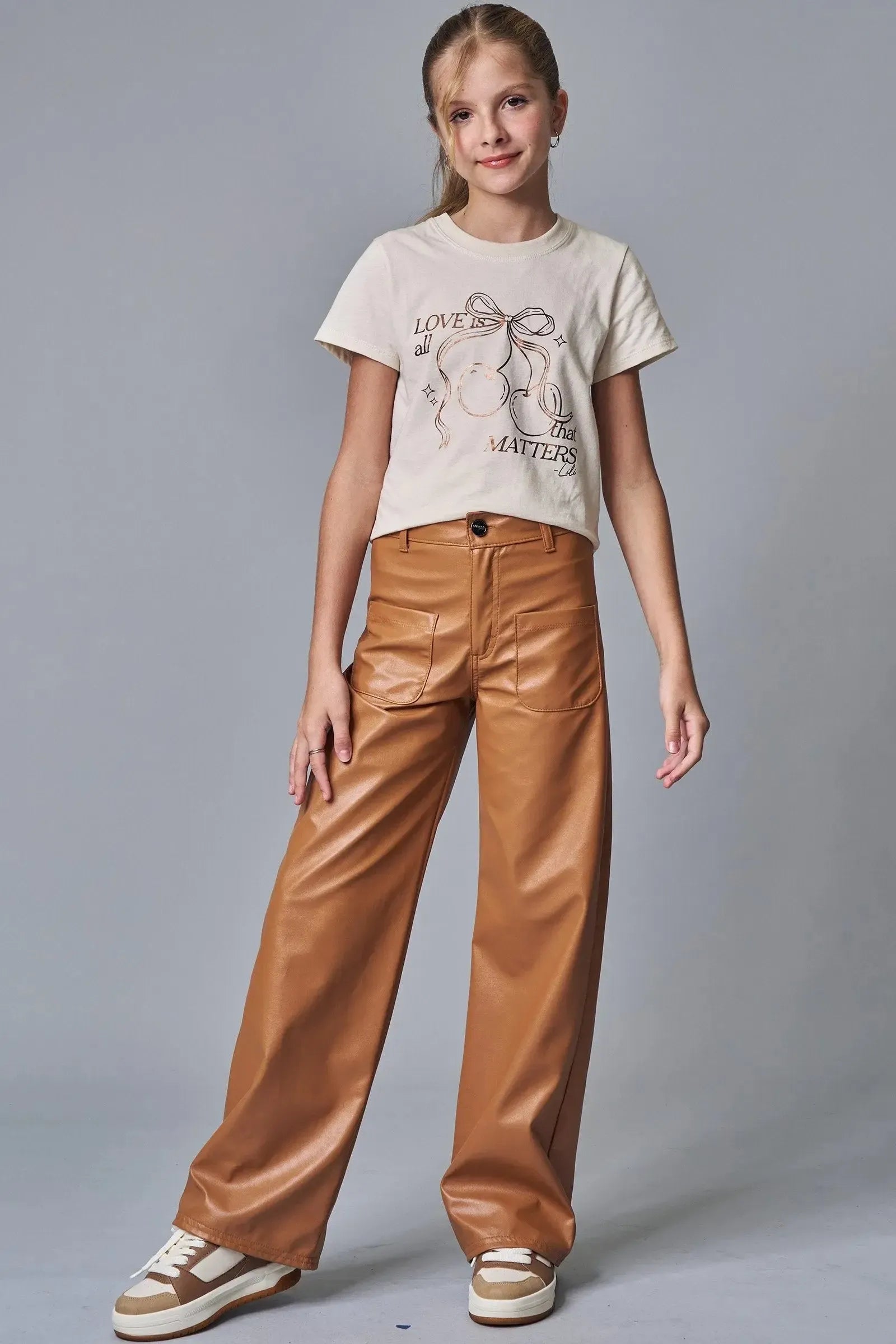 Calça Wide Leg em Couro Sintético 90347 Lilimoon Teen Menina