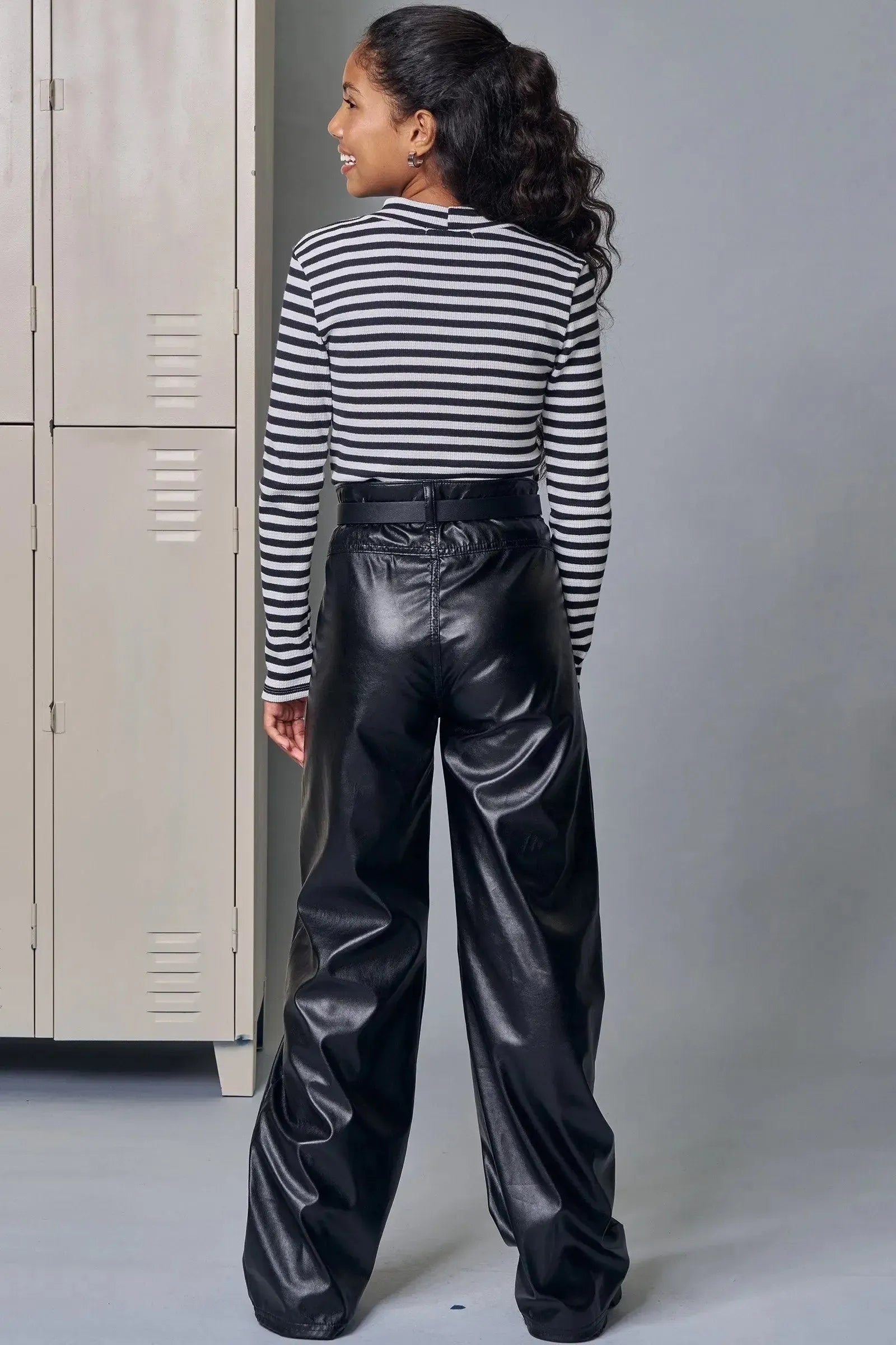 Calça Wide Leg em Couro Sintético 90347 Lilimoon Teen Menina