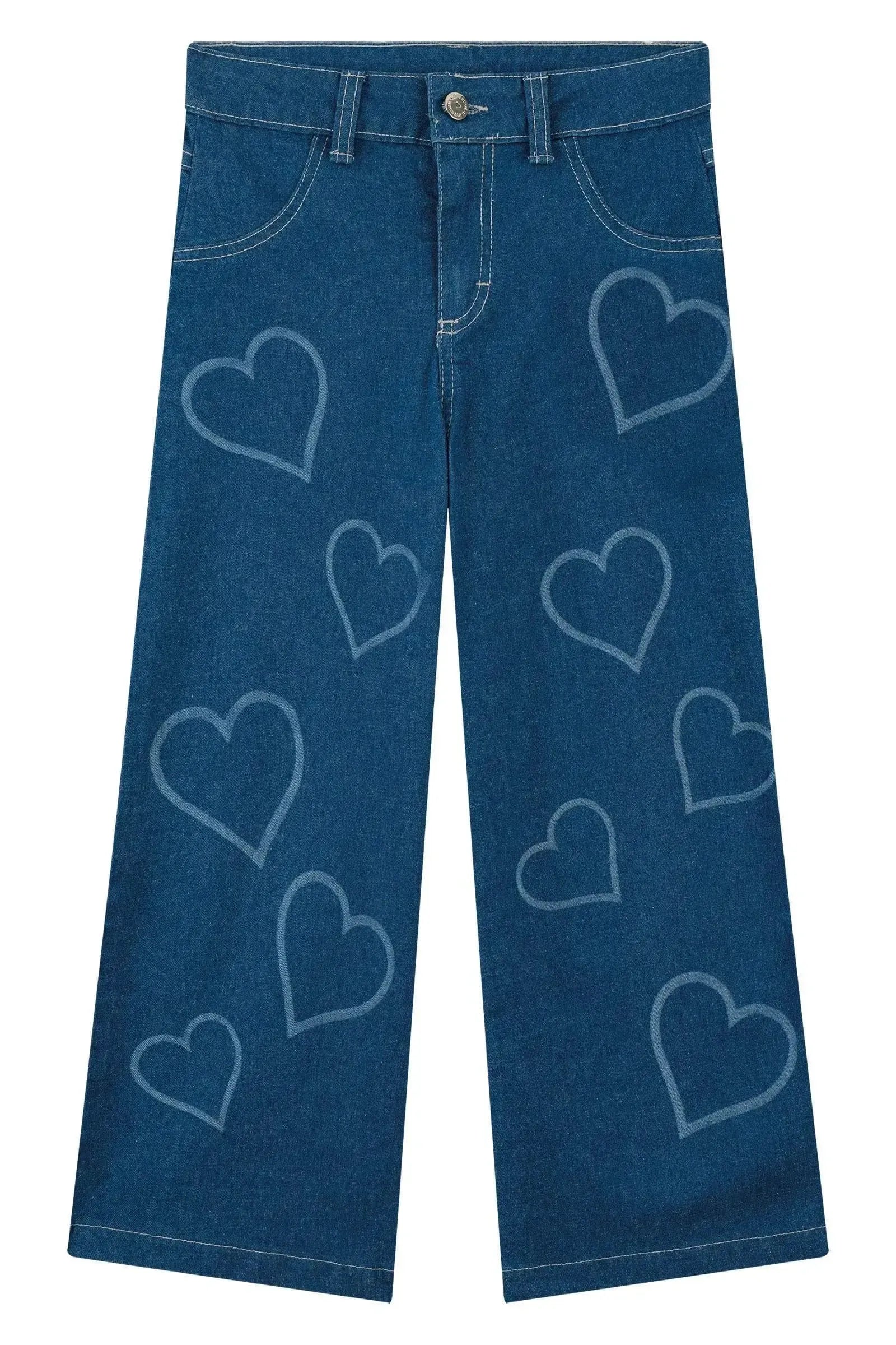 Calça Wide Leg em Jeans com Elastano 89835 Kukiê Infantil Menina