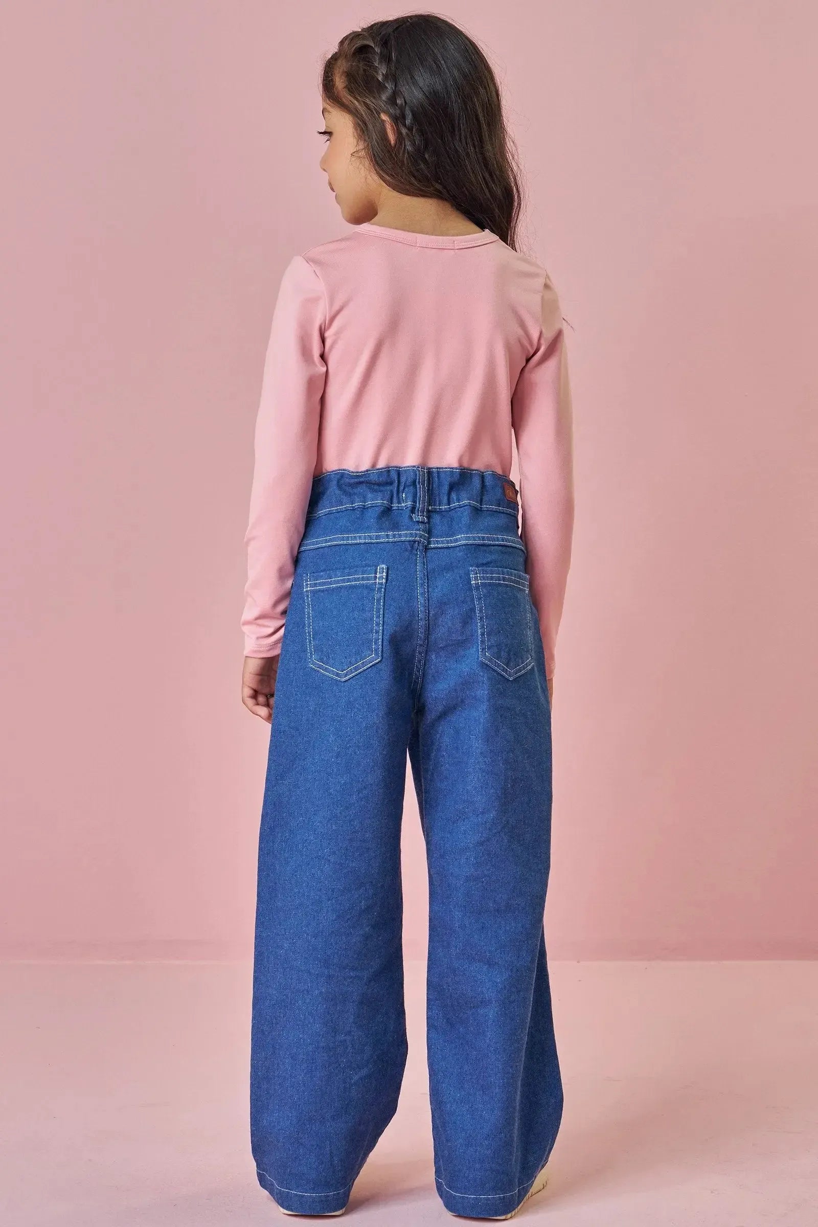 Calça Wide Leg em Jeans com Elastano 89835 Kukiê Infantil Menina