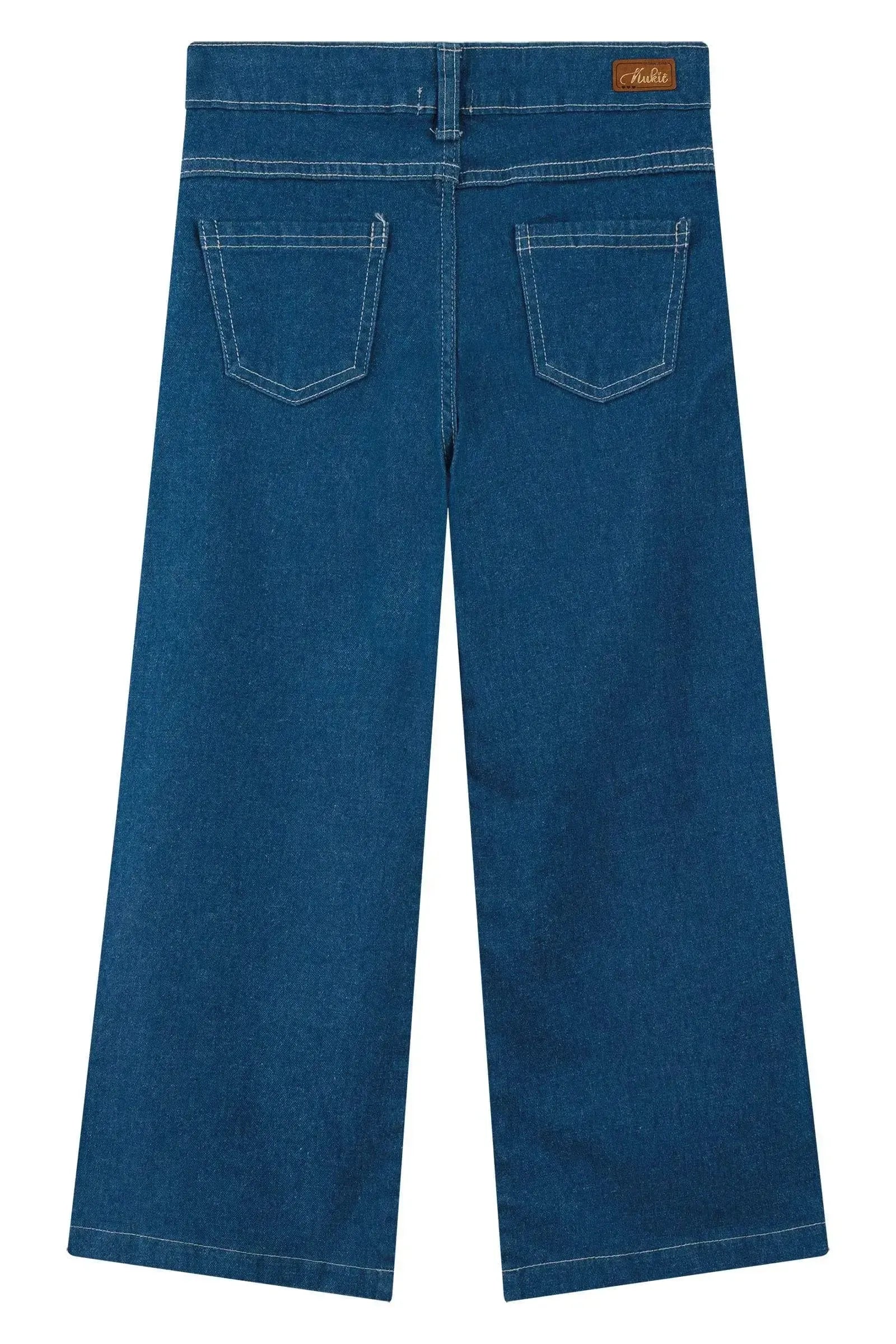 Calça Wide Leg em Jeans com Elastano 89835 Kukiê Infantil Menina