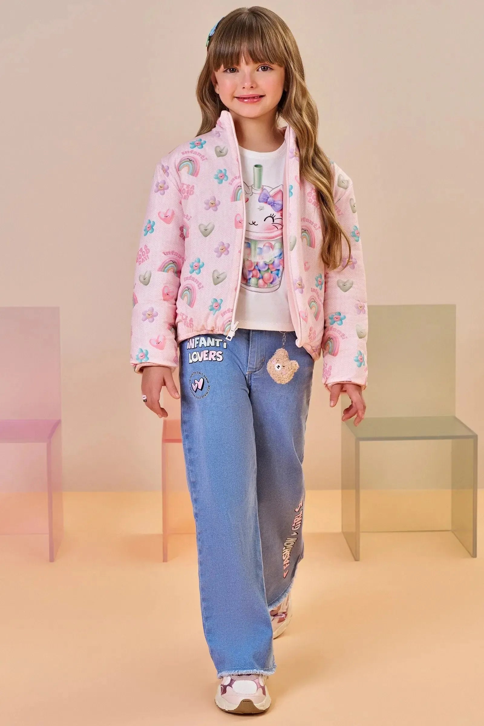 Calça Wide Leg em Jeans com Elastano 90792 Infanti Infantil Menina