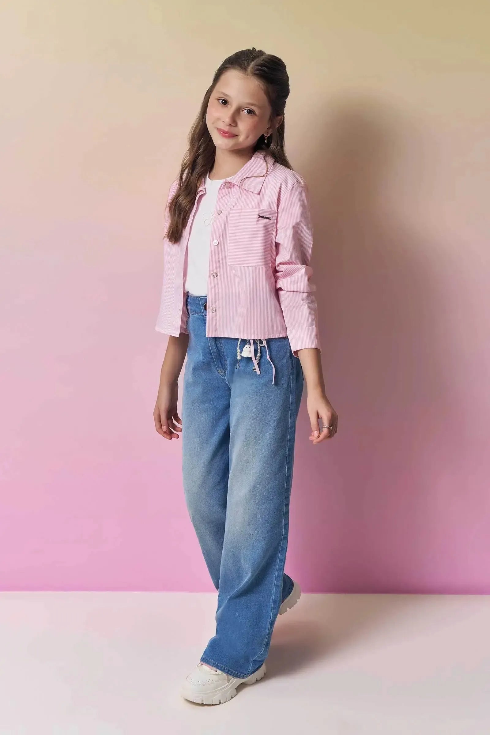 Calça Wide Leg em Jeans com Elastano 95001 Vic&Vicky Teen Menina