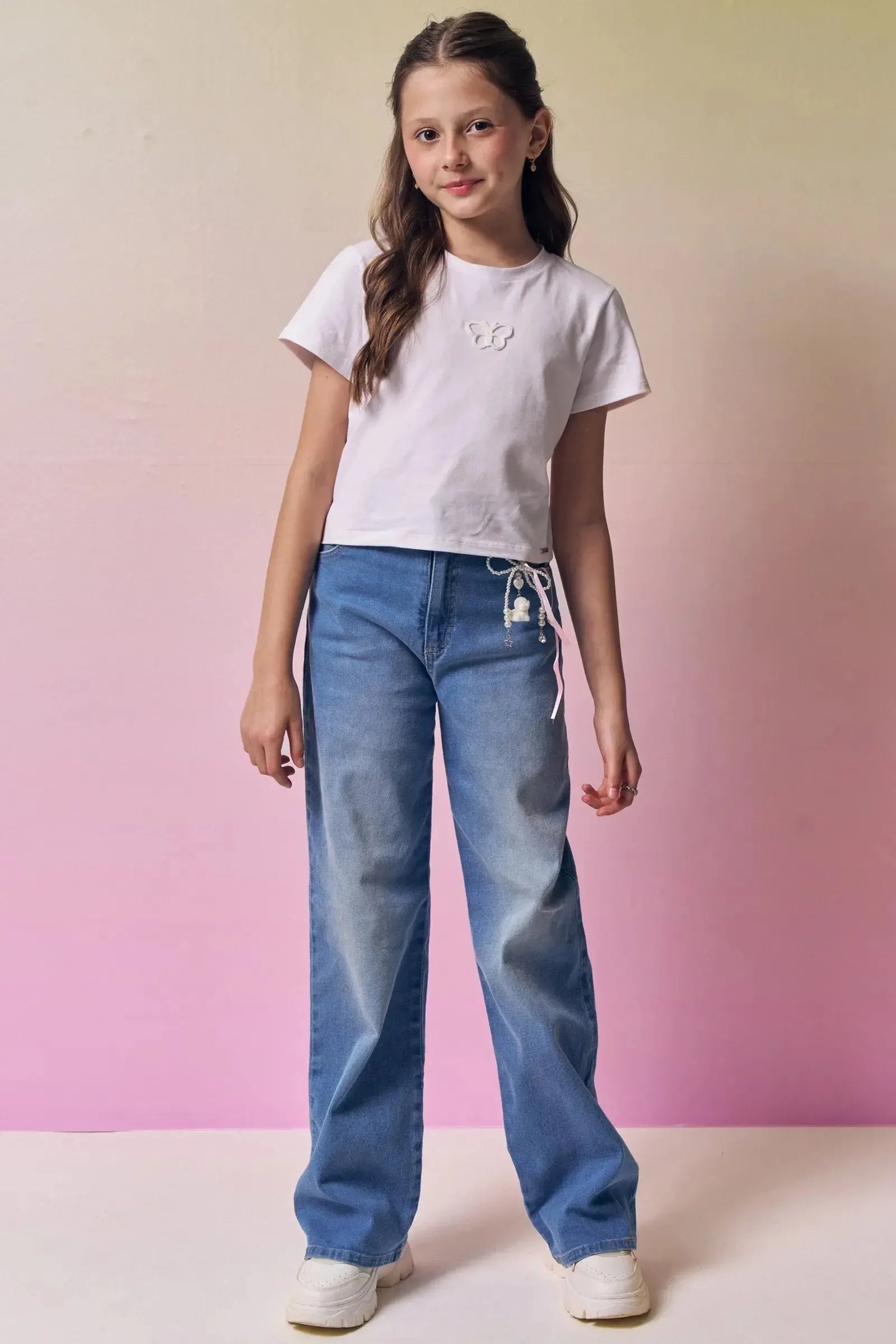 Calça Wide Leg em Jeans com Elastano 95001 Vic&Vicky Teen Menina