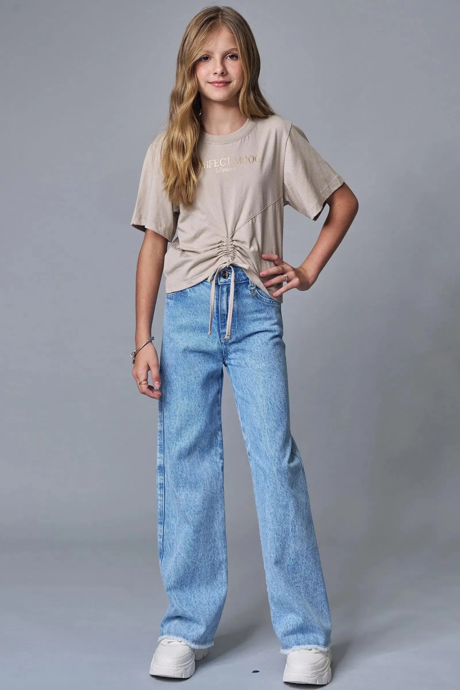 Calça Wide Leg em Jeans Zef 90388 Lilimoon Teen Menina