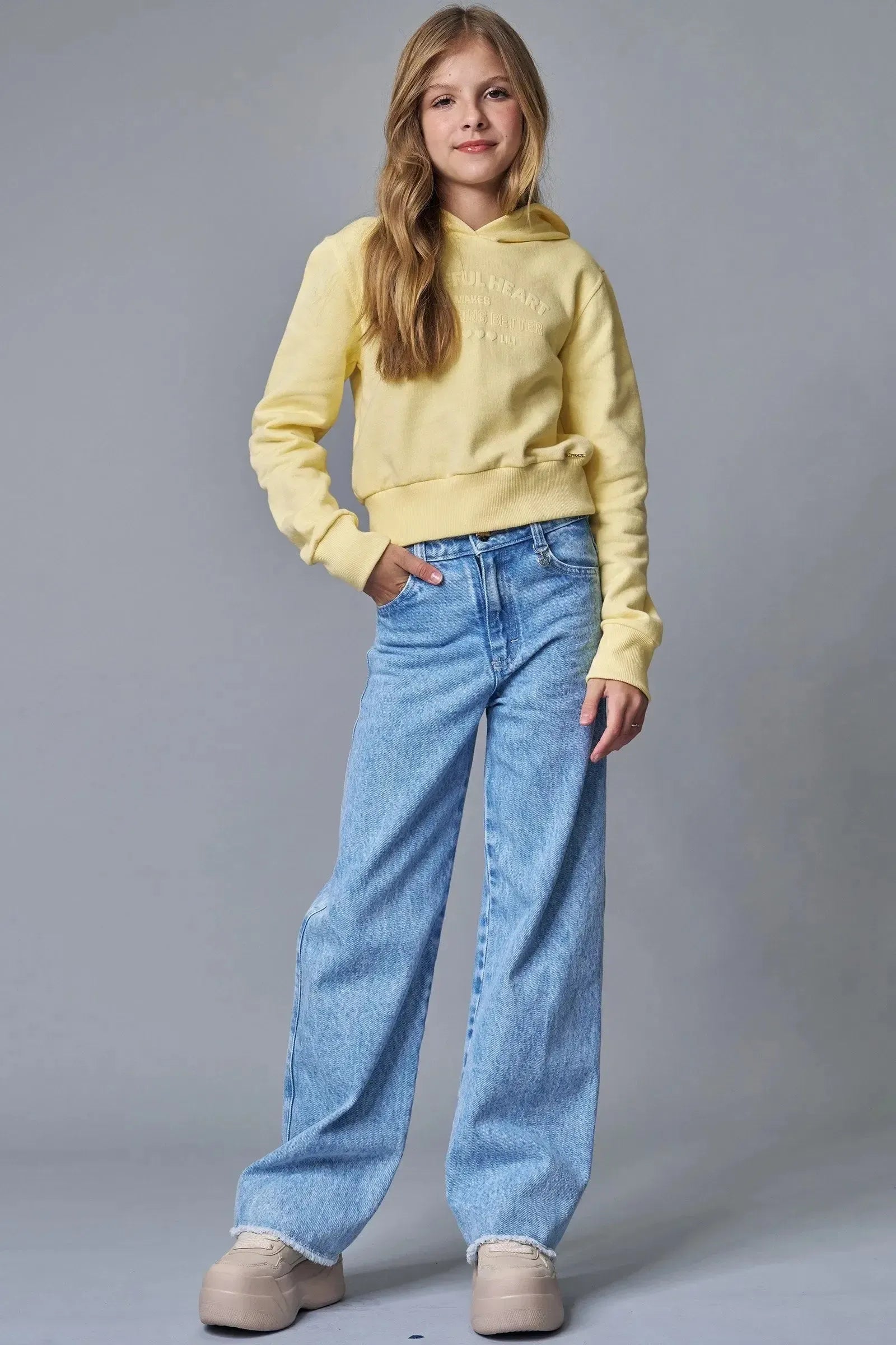 Calça Wide Leg em Jeans Zef 90388 Lilimoon Teen Menina