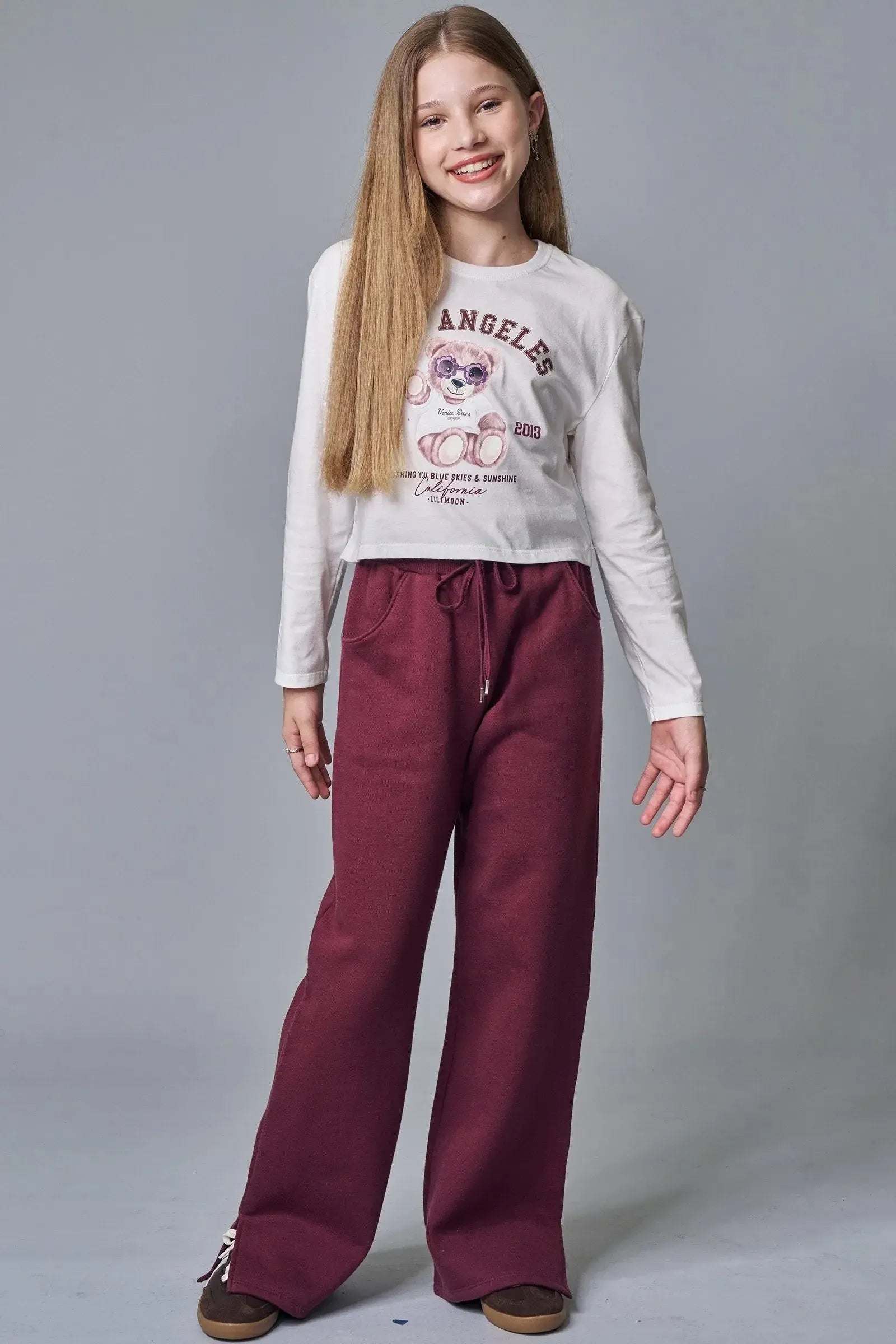 Calça Wide Leg em Moletom com Pelúcia 90410 Lilimoon Teen Menina