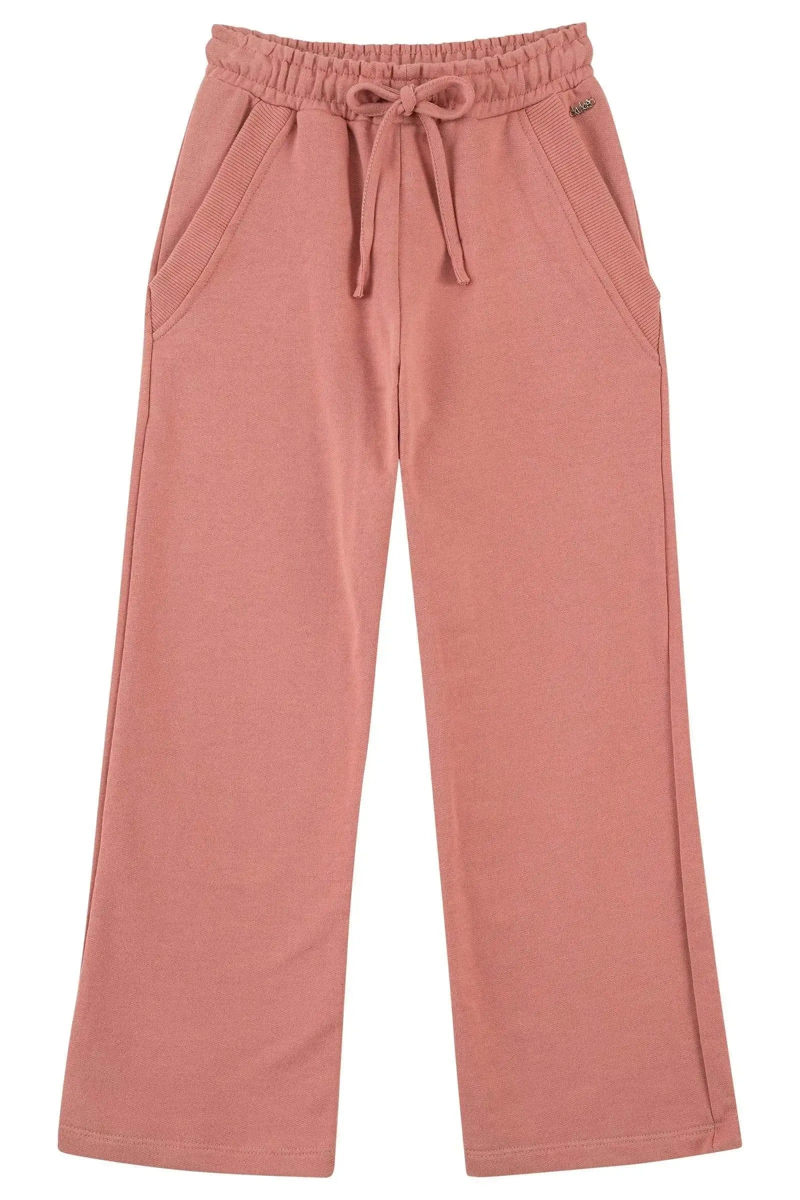 Calça Wide Leg em Moletom sem Pelúcia 89928 Kukiê Infantil Menina