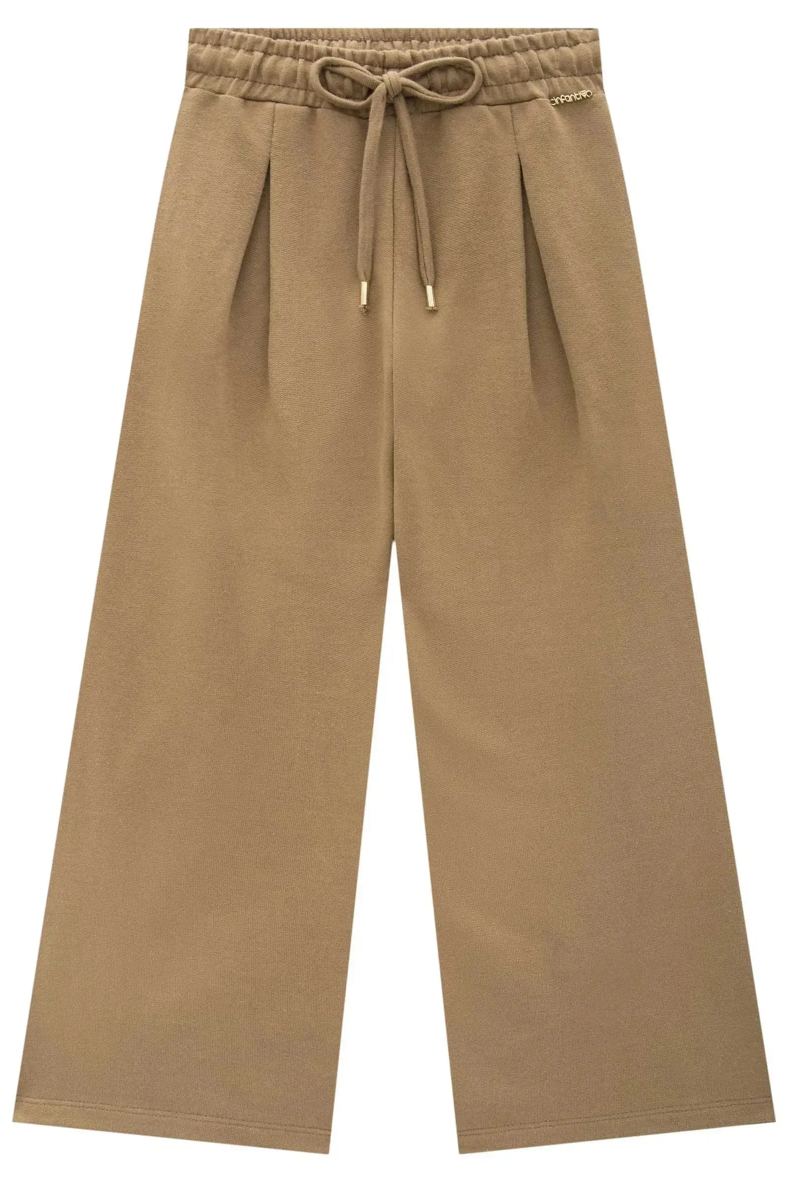 Calça Wide Leg em Moletom sem Pelúcia 92574 Infanti Infantil Menina
