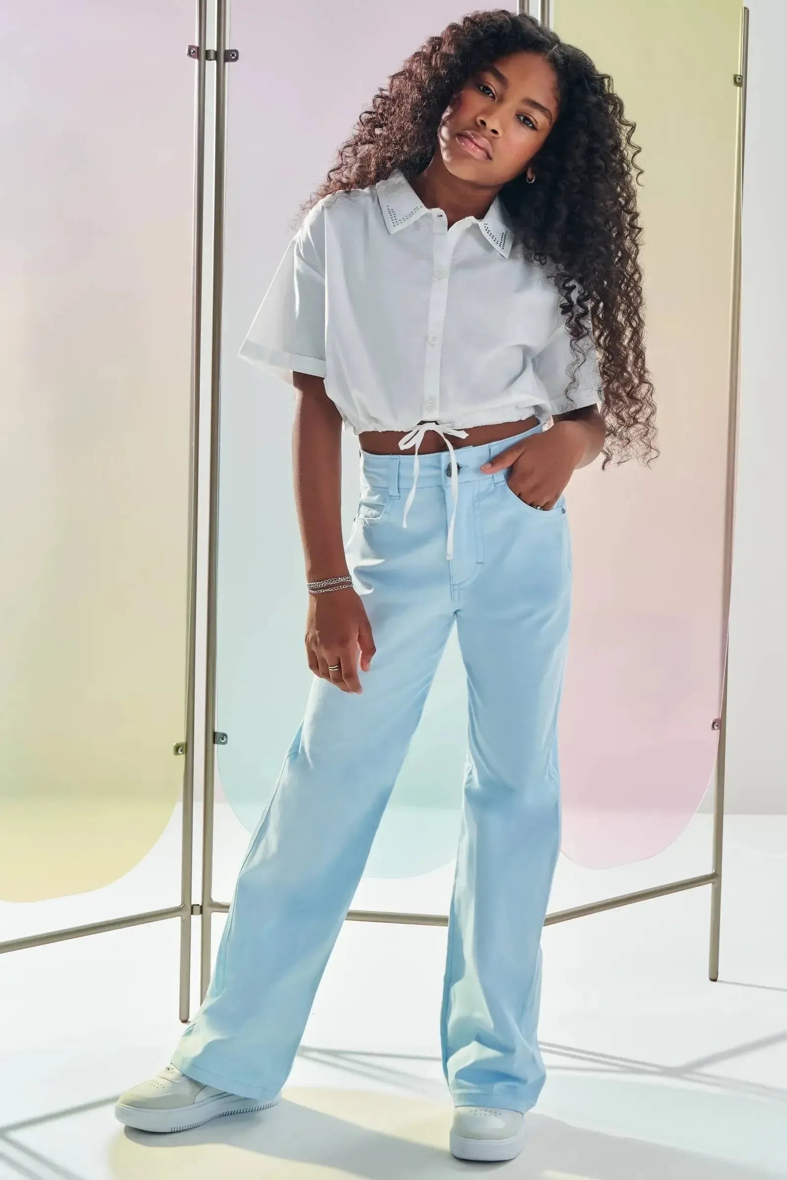 Calça Wide Leg em Sarja com Elastano 83407 Lilimoon Teen Menina