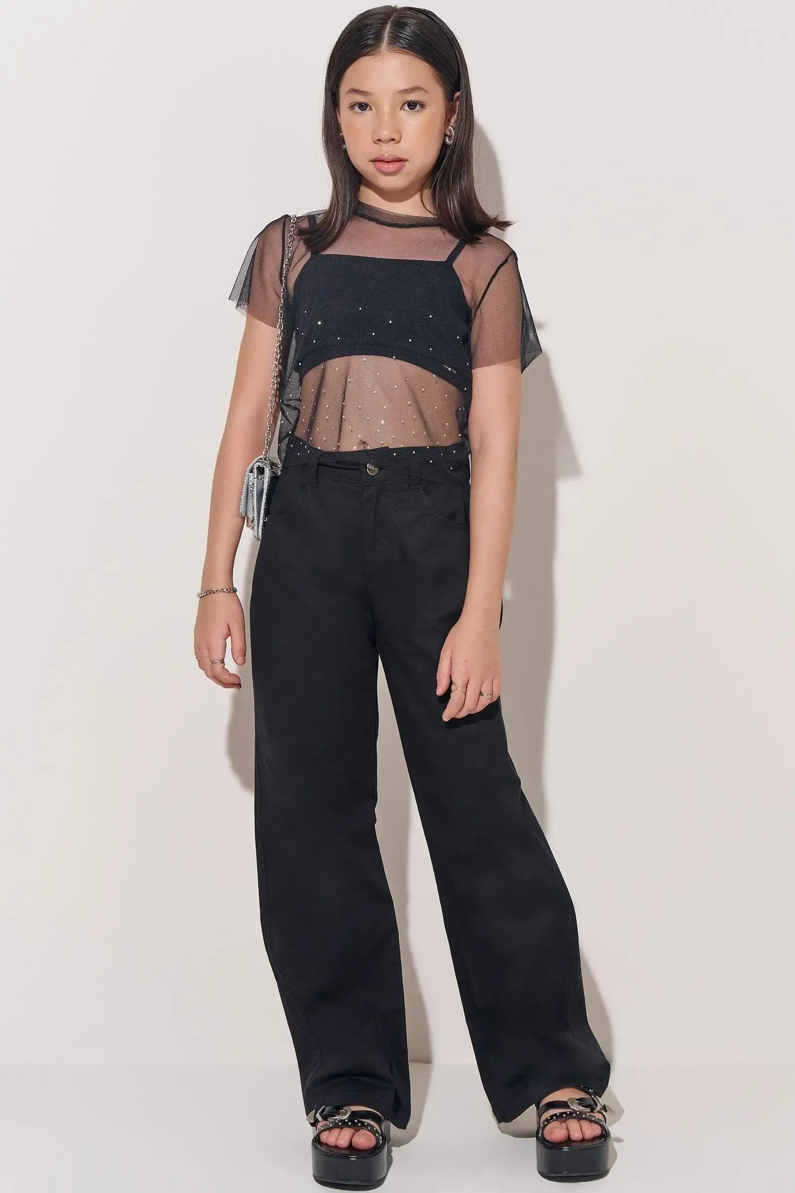 Calça Wide Leg em Sarja com Elastano 83407 Lilimoon Teen Menina