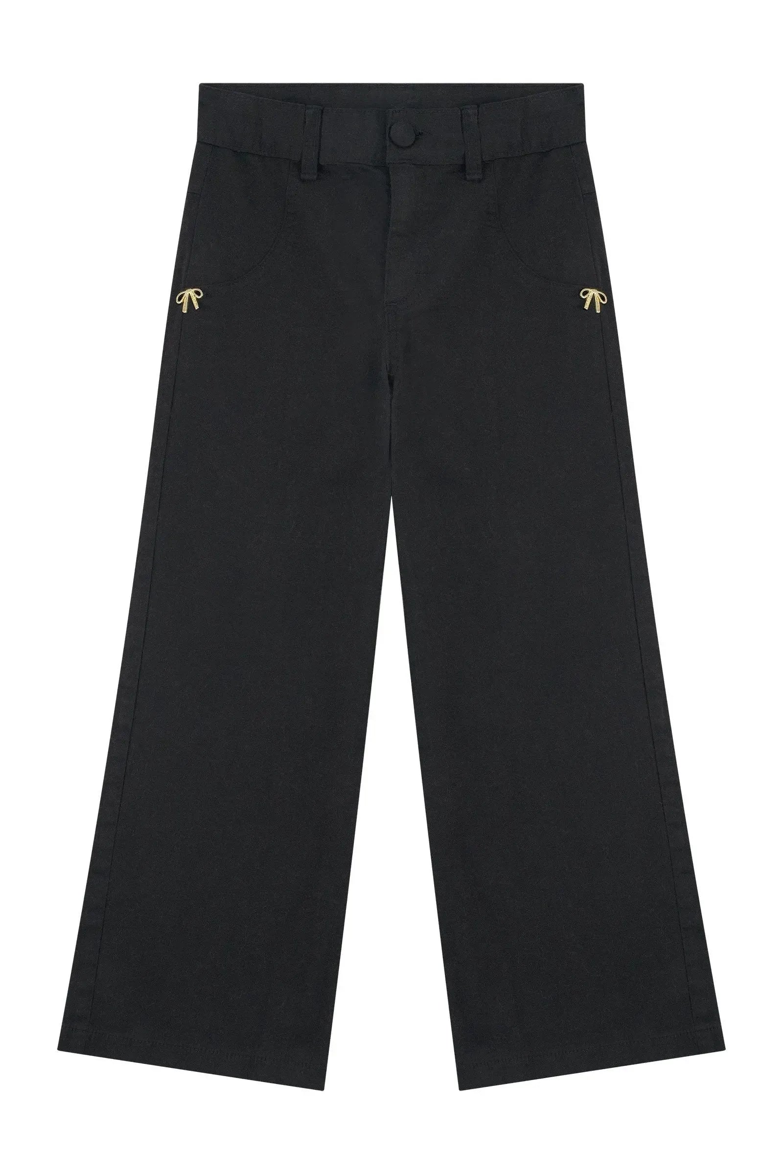 Calça Wide Leg em Sarja com Elastano 89872 Kukiê Infantil Menina