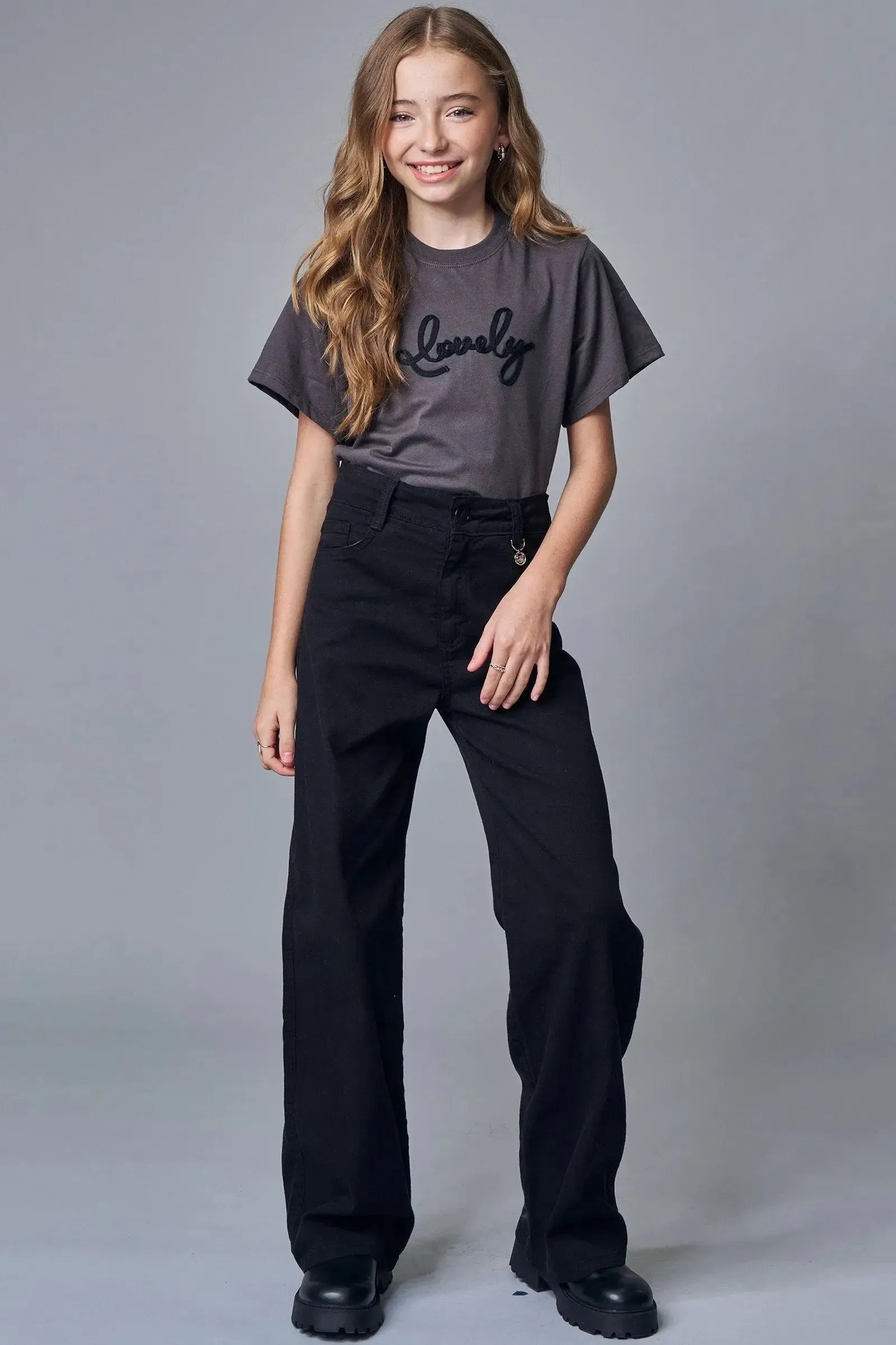 Calça Wide Leg em Sarja com Elastano 90337 Lilimoon Teen Menina