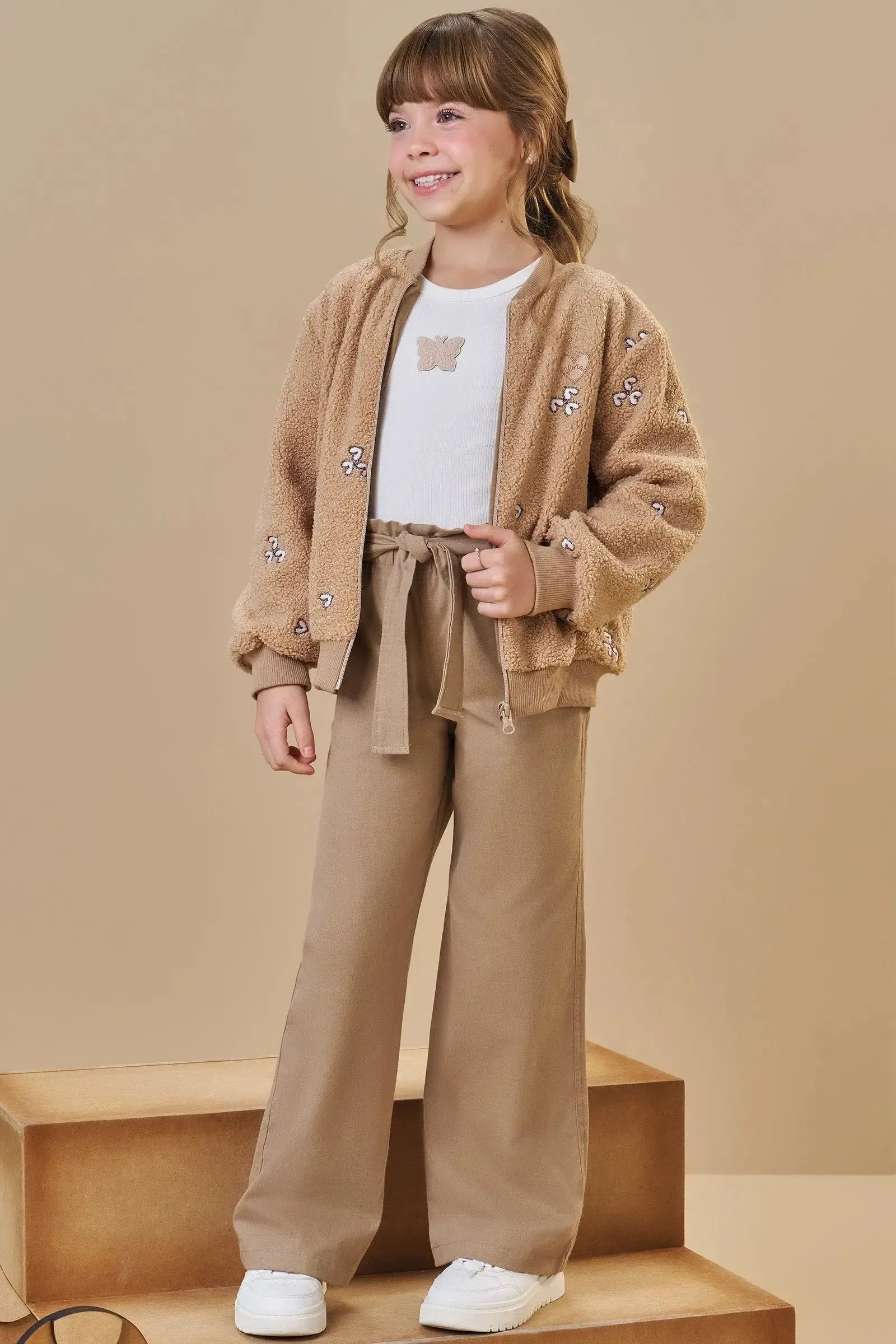 Calça Wide Leg em Sarja com Elastano 92419 Infanti Infantil Menina